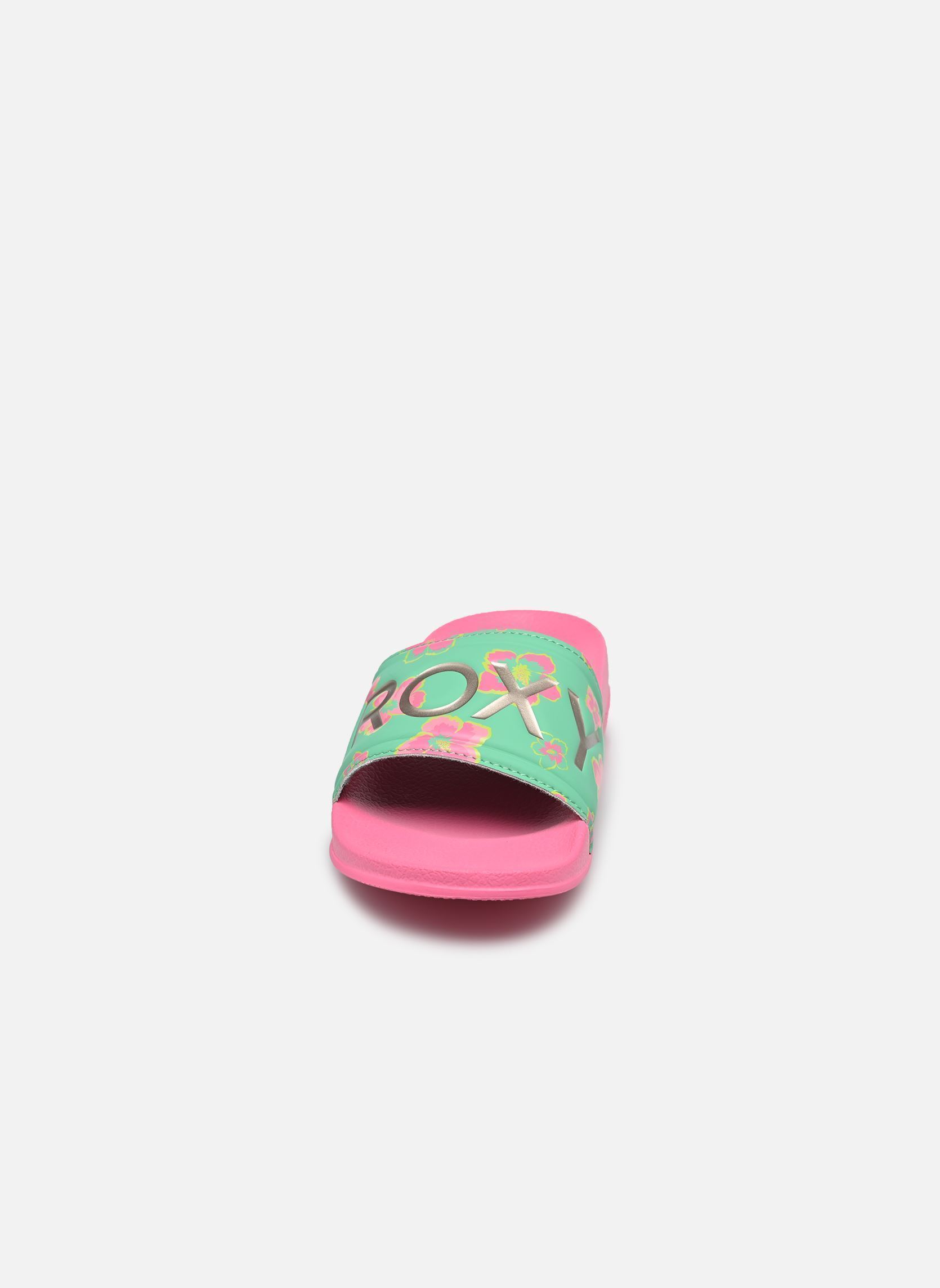 Mules et sabots RG SLIPPY II PRINTED fille multicolore Roxy Mules et sabots RG SLIPPY II PRINTED fille multicolore LT GREEN/MAGENTA