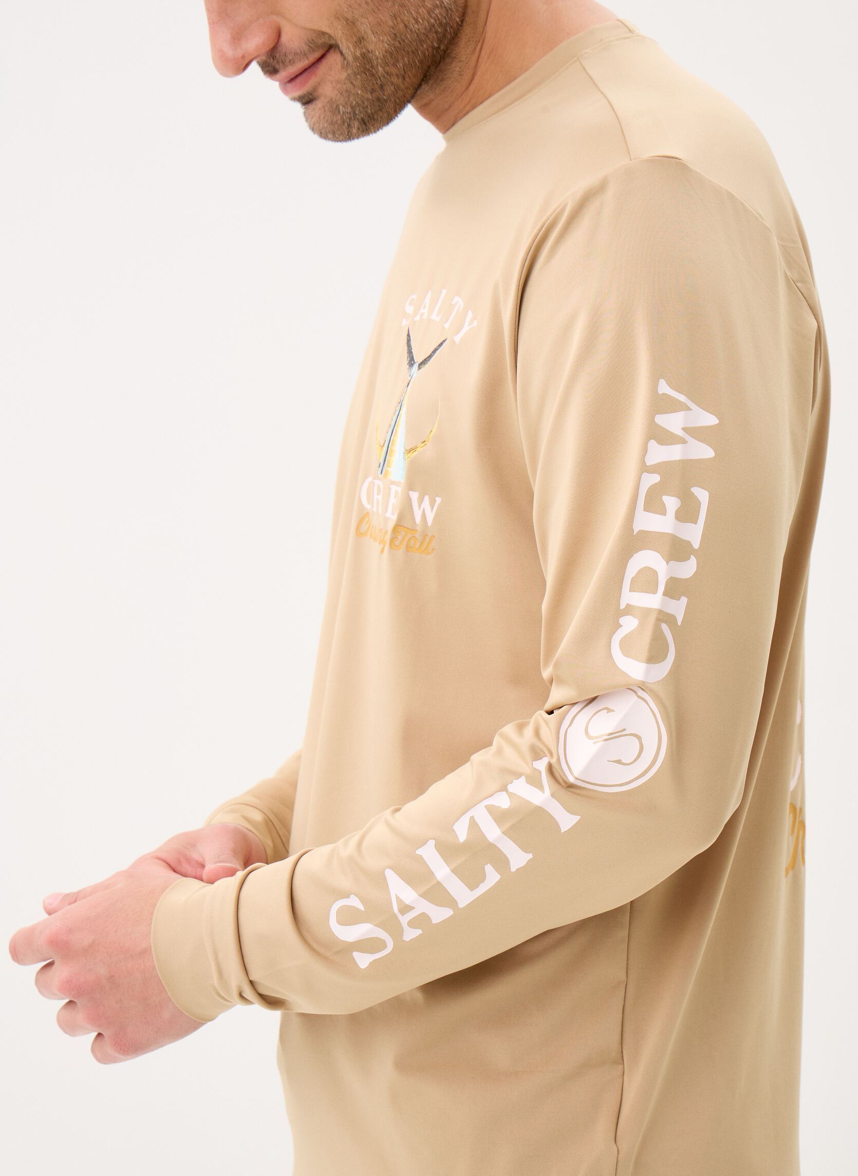 T-shirts met lange mouwen Tailed L/S Tech Tee Rashguard heren beige Salty Crew T-shirts met lange mouwen Tailed L/S Tech Tee Rashguard heren beige KHAKI
