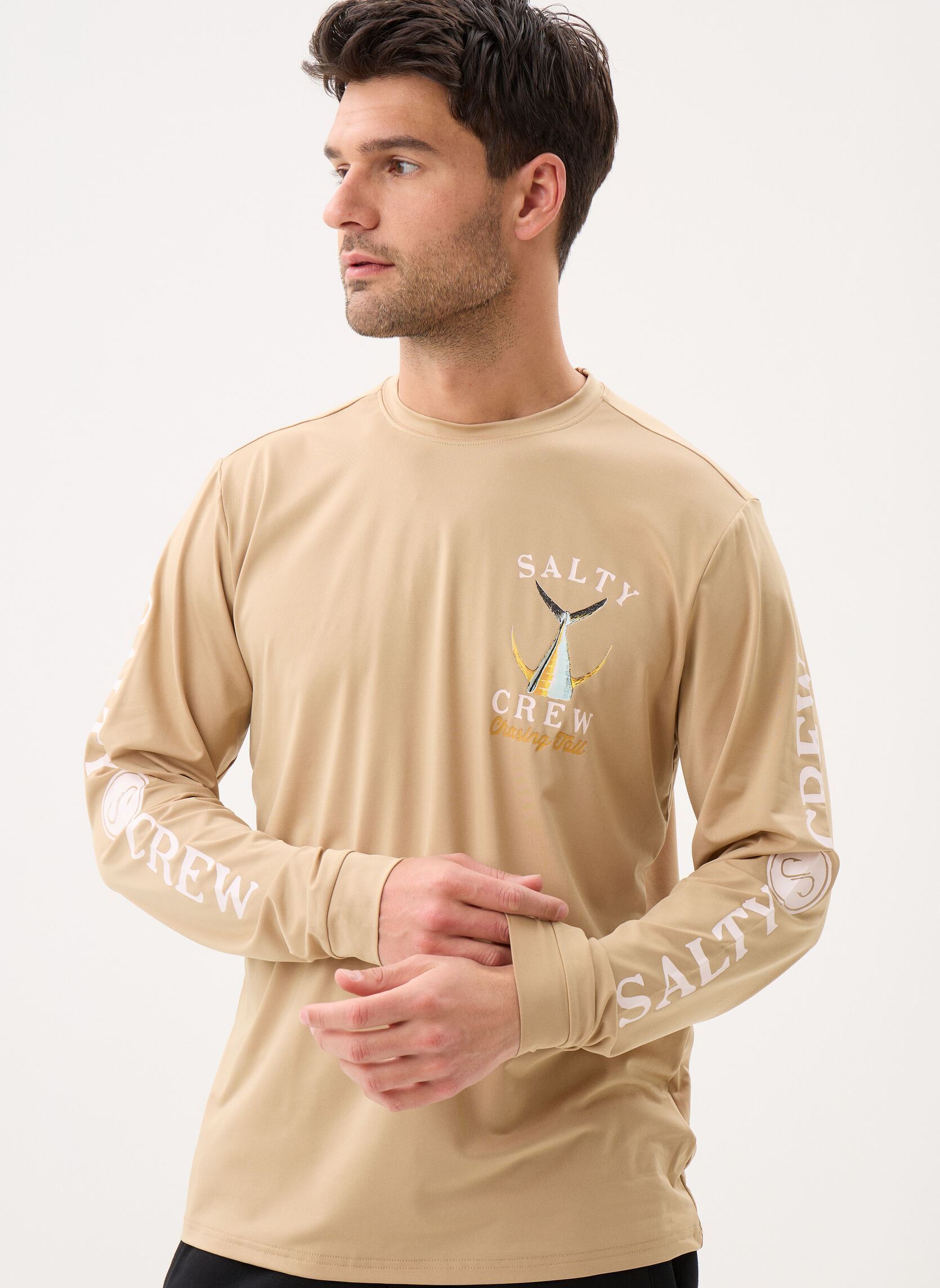 T-shirts met lange mouwen Tailed L/S Tech Tee Rashguard heren beige Salty Crew T-shirts met lange mouwen Tailed L/S Tech Tee Rashguard heren beige KHAKI