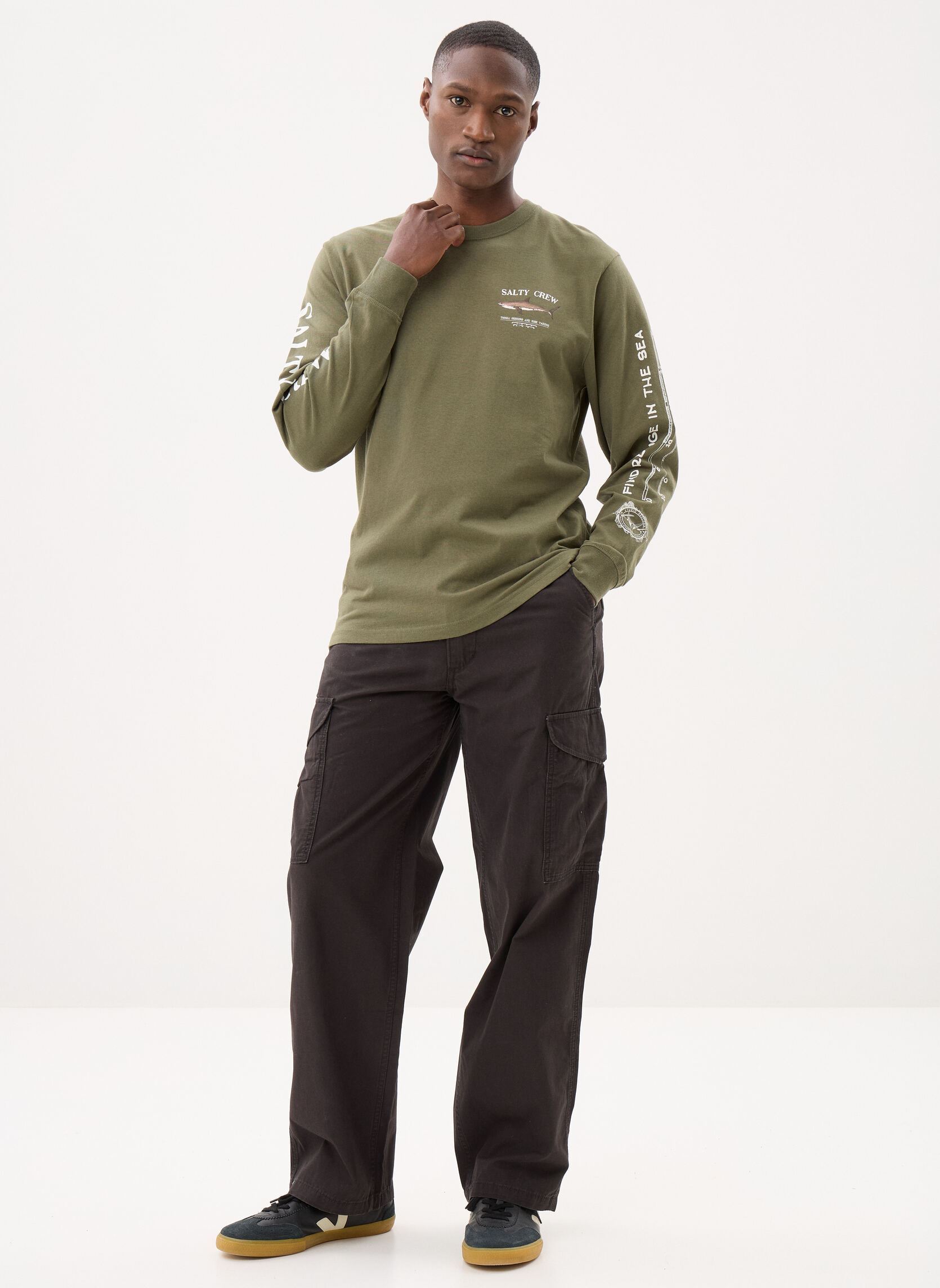 Magliette Bruce L/S Tee uomo verde Salty Crew Magliette Bruce L/S Tee uomo verde DUSTY OLIVE
