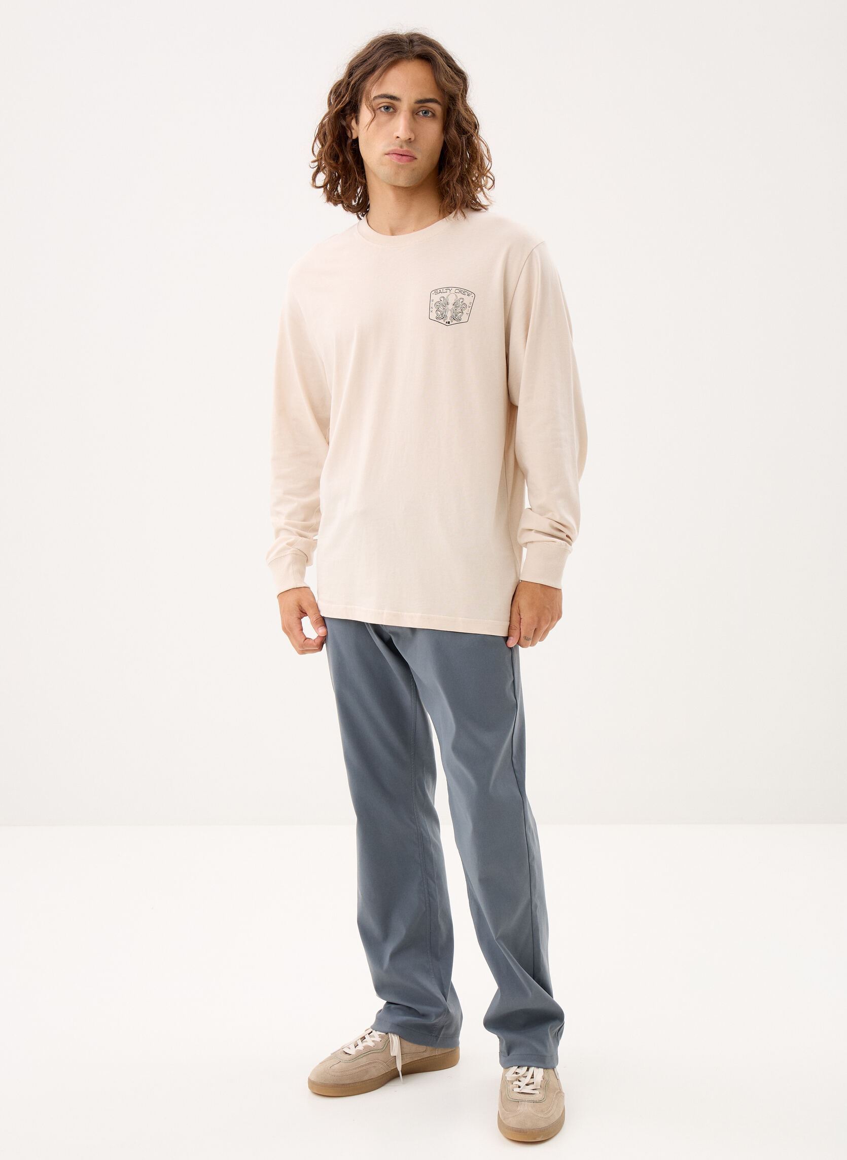 Tee-shirts Tako Club Ls Tee homme beige Salty Crew Tee-shirts Tako Club Ls Tee homme beige MOONBEAM