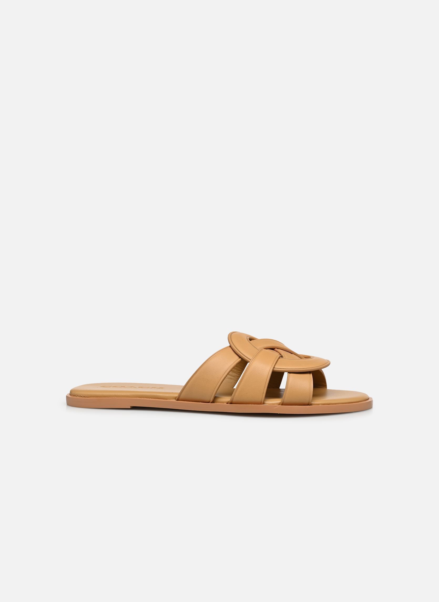 Mules Lena Leather Slide Sandal femme marron Coach Mules Lena Leather Slide Sandal femme marron BISCUIT