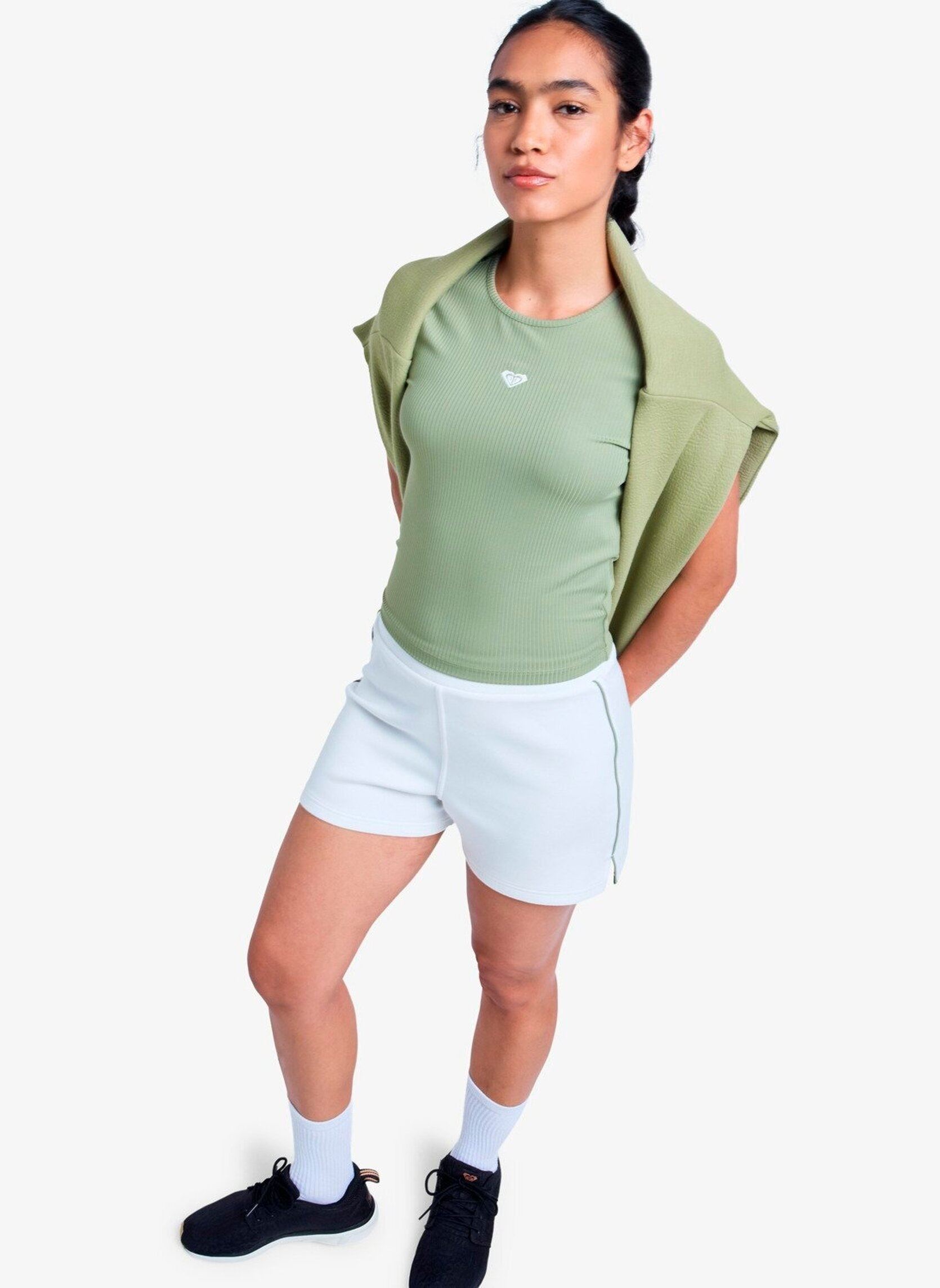 Kurzarm-T-Shirts Rise & Vibe Rib Tee damen grün Roxy Kurzarm-T-Shirts Rise & Vibe Rib Tee damen grün OIL GREEN