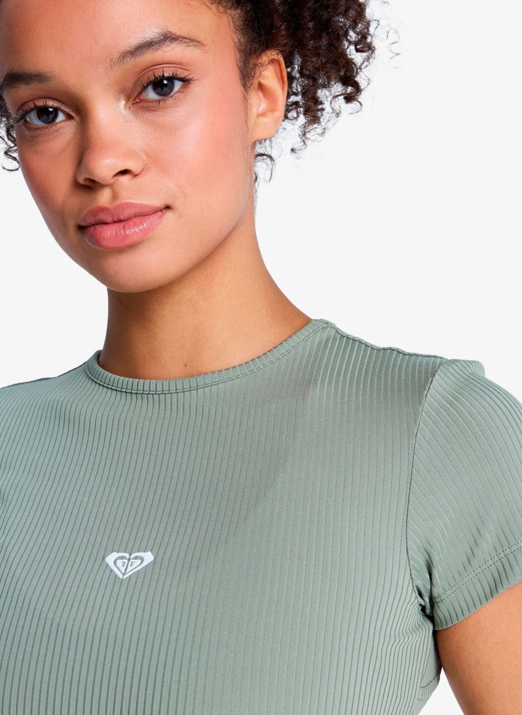 Kurzarm-T-Shirts Rise & Vibe Rib Tee damen grün Roxy Kurzarm-T-Shirts Rise & Vibe Rib Tee damen grün OIL GREEN