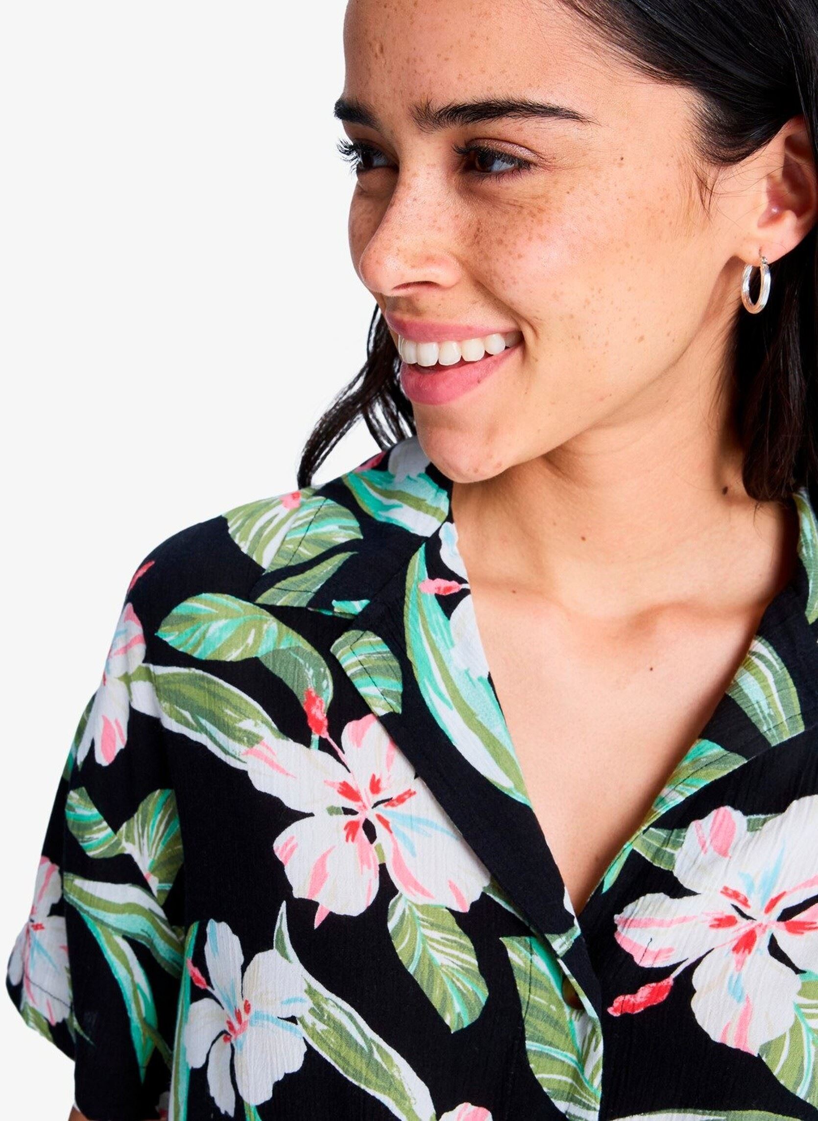 Kurzarm-Hemden Salty Sweet Printed damen schwarz Roxy Kurzarm-Hemden Salty Sweet Printed damen schwarz ANTHRACITE SPRING CHARMING