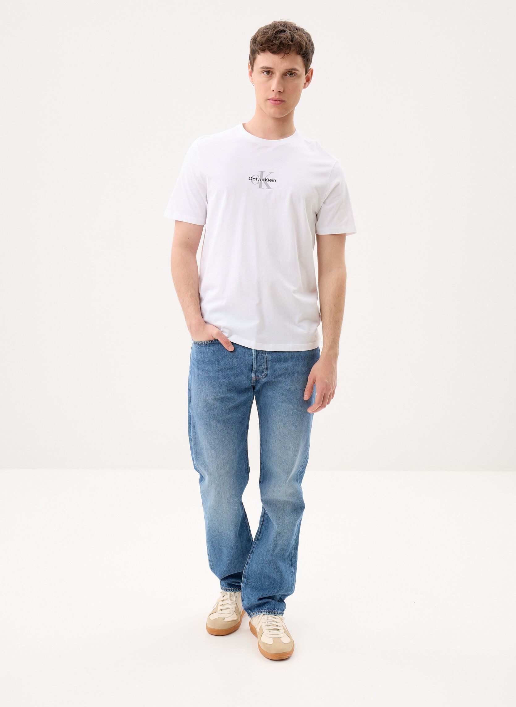 Tee-shirts manches courtes Ss 30S Micro Monolog LV04RB866G homme blanc Calvin Klein Jeans Tee-shirts manches courtes Ss 30S Micro Monolog LV04RB866G homme blanc BRIGHT WHITE