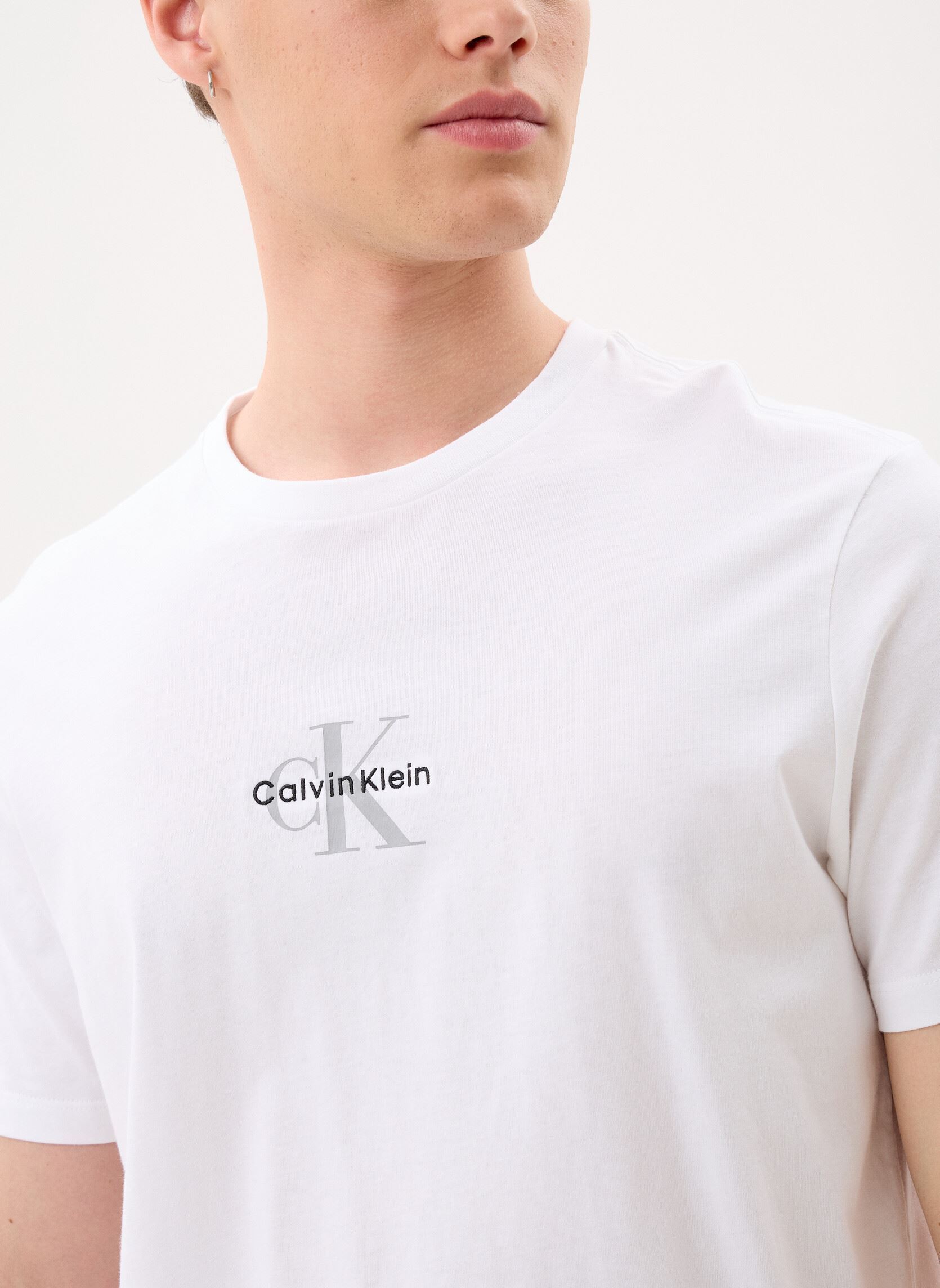 Tee-shirts manches courtes Ss 30S Micro Monolog LV04RB866G homme blanc Calvin Klein Jeans Tee-shirts manches courtes Ss 30S Micro Monolog LV04RB866G homme blanc BRIGHT WHITE
