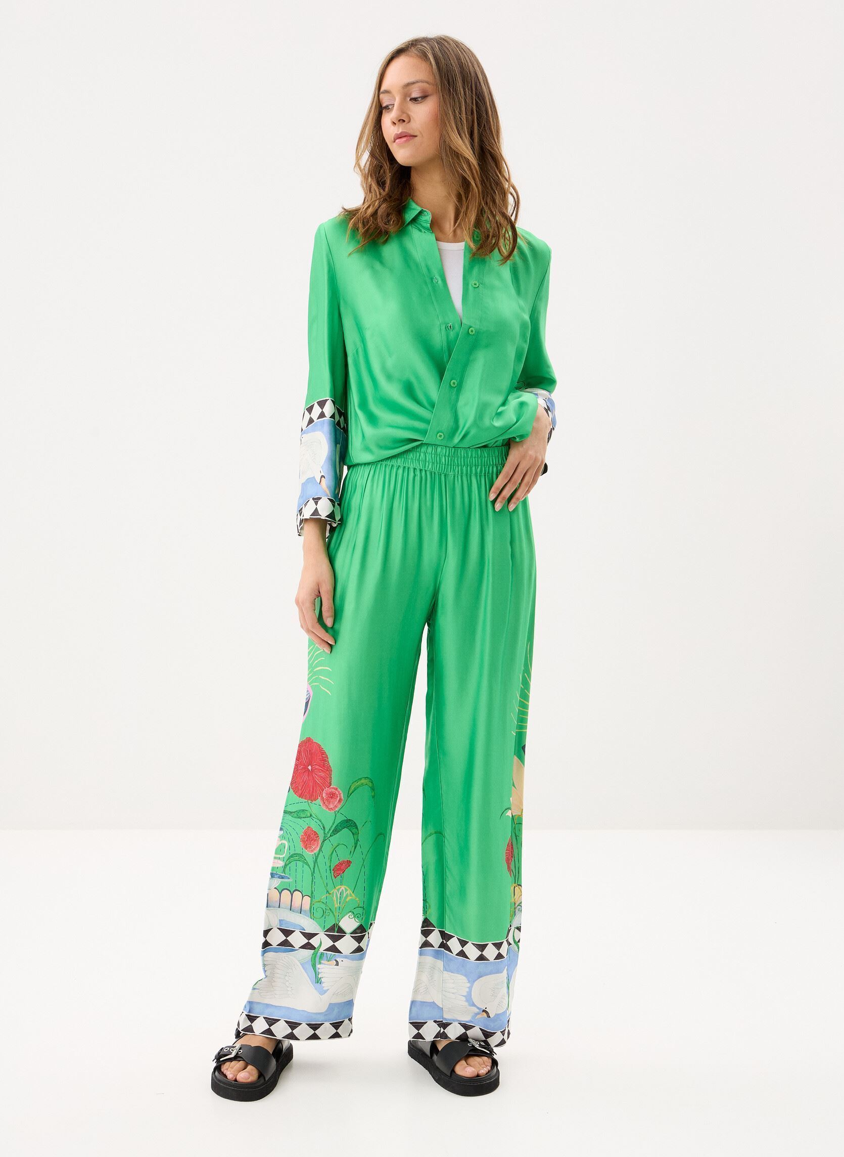 Weite Hosen Nuadelina Pants damen grün Nümph Weite Hosen Nuadelina Pants damen grün VIBRANT GREEN