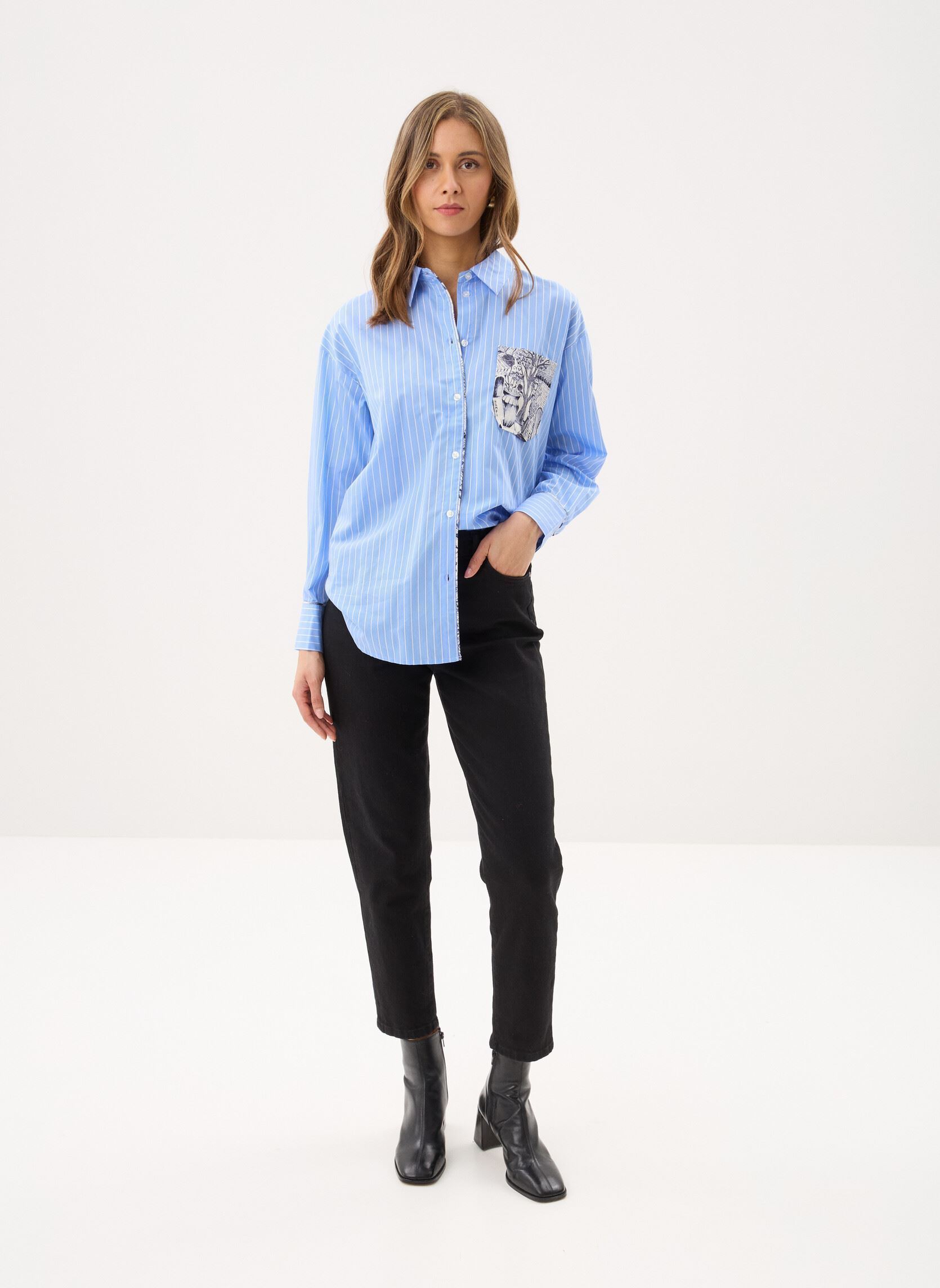 Lange mouw overhemden Nuaviva Shirt dames blauw Nümph Lange mouw overhemden Nuaviva Shirt dames blauw Hydrangea