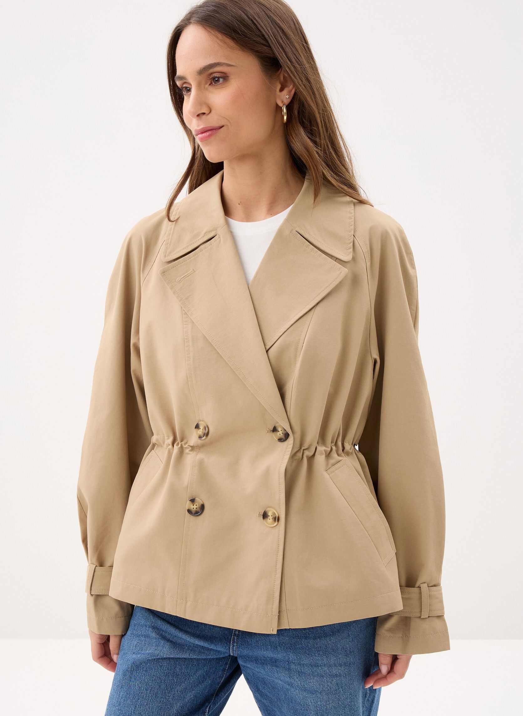 Trench-coats Nuflorian Short Jacket femme beige Nümph Trench-coats Nuflorian Short Jacket femme beige SESAME