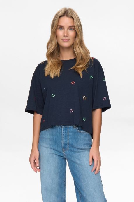 Nümph Tee-shirts manches courtes Nulovine Boxy T-Shirt - Gots femme bleu