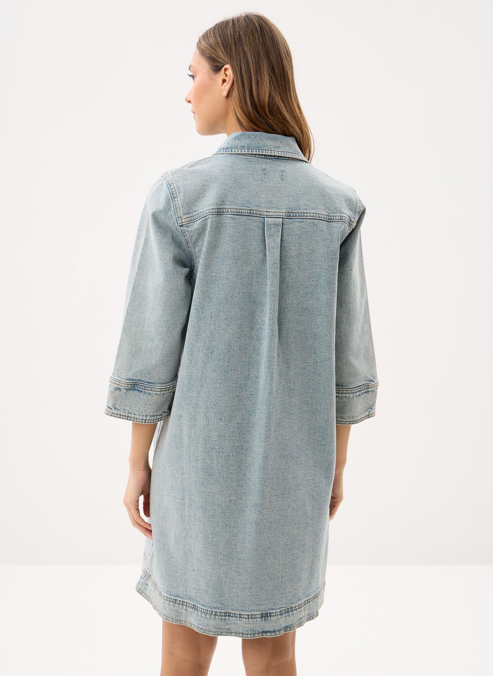 Robes Chemise Nukansas V-Neck- 3/4 Sleeve Dress femme gris Nümph Robes Chemise Nukansas V-Neck- 3/4 Sleeve Dress femme gris Light Blue Vintage Denim