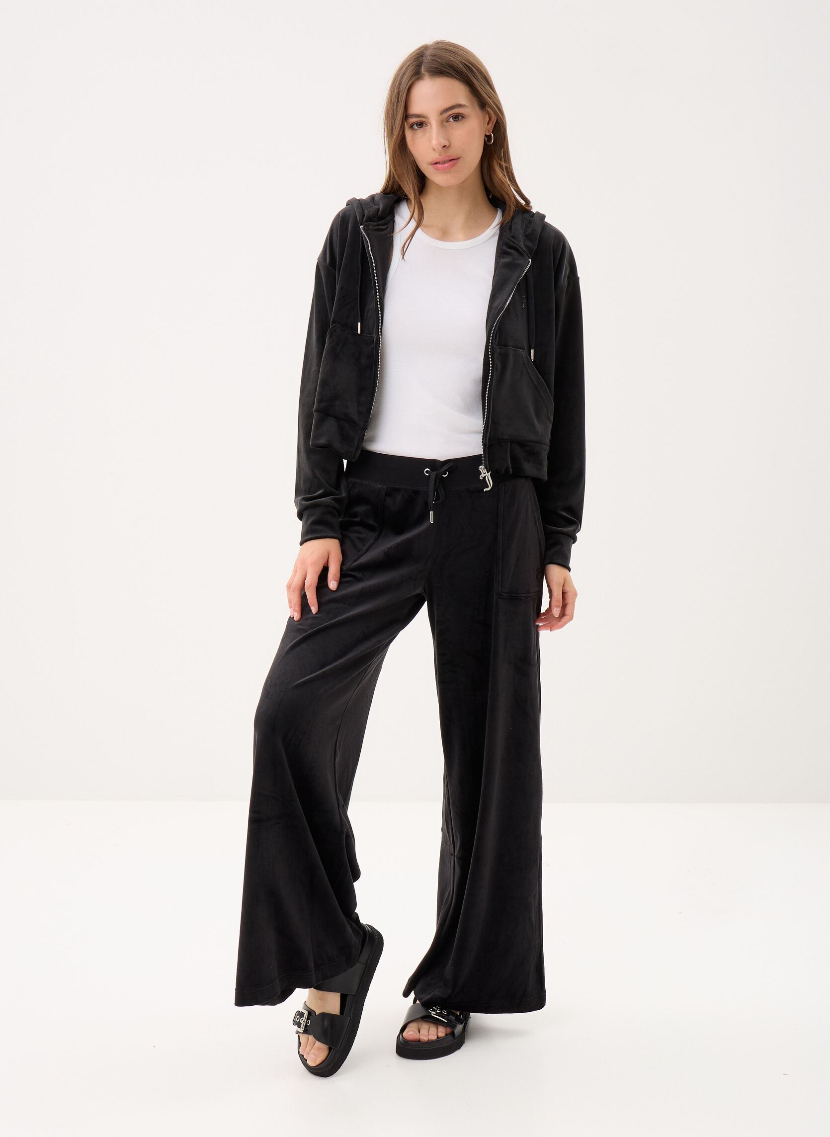 Trainingsbroeken Yuka Wide Leg Jogger With Jc Embroidery dames zwart JUICY COUTURE Trainingsbroeken Yuka Wide Leg Jogger With Jc Embroidery dames zwart BLACK