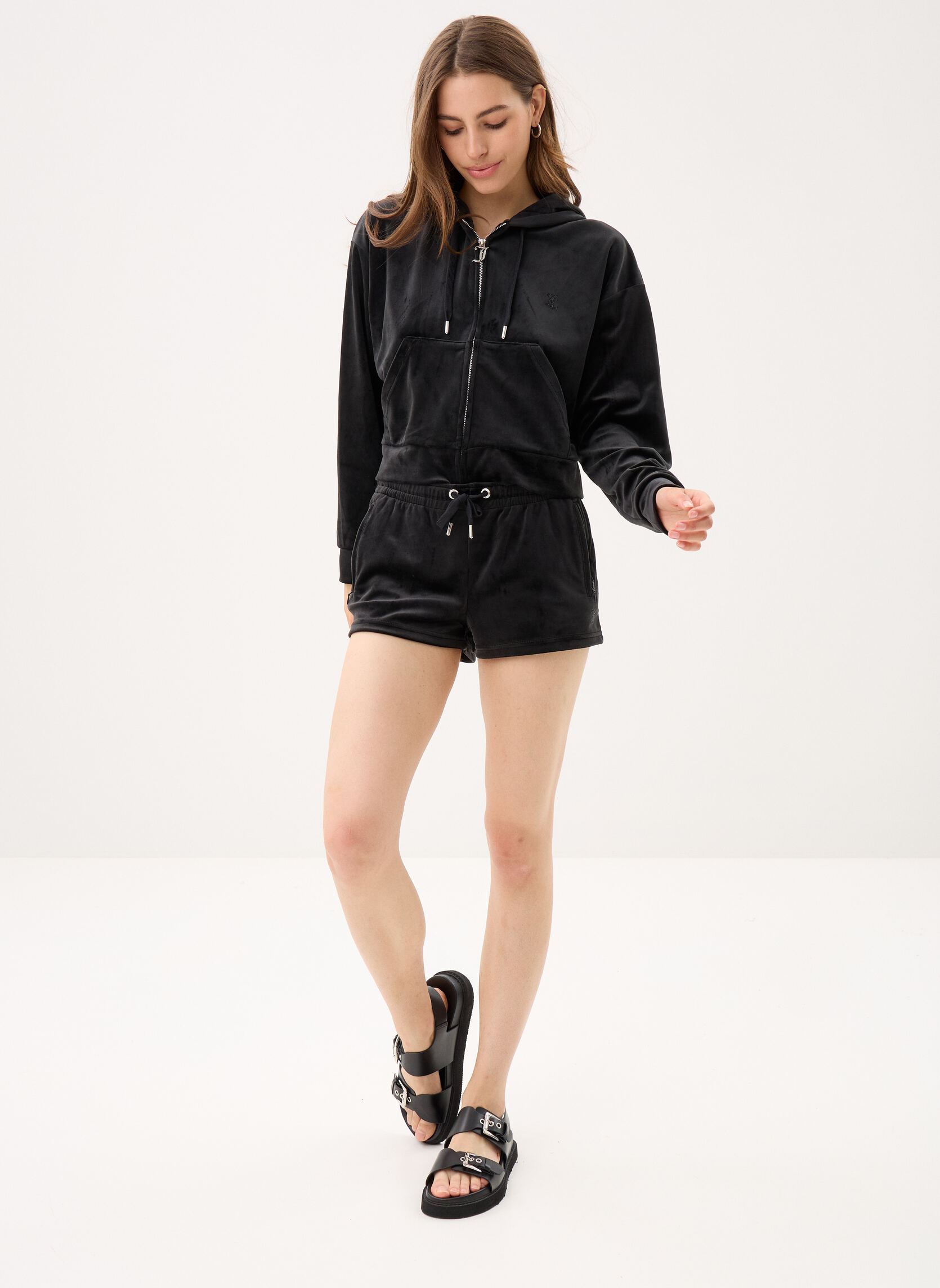 Trainingsjacken Iccle Outline Cropped Hoodie damen schwarz JUICY COUTURE Trainingsjacken Iccle Outline Cropped Hoodie damen schwarz BLACK