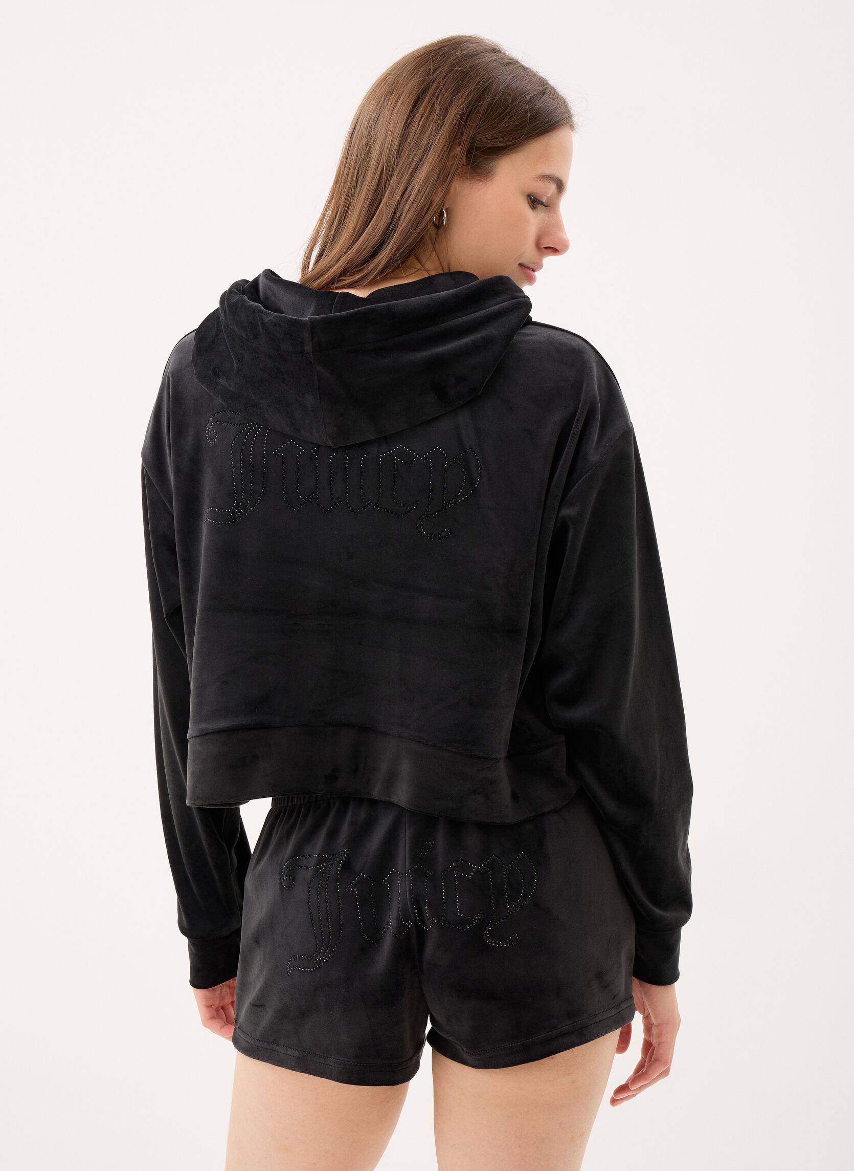 Trainingsjacken Iccle Outline Cropped Hoodie damen schwarz JUICY COUTURE Trainingsjacken Iccle Outline Cropped Hoodie damen schwarz BLACK