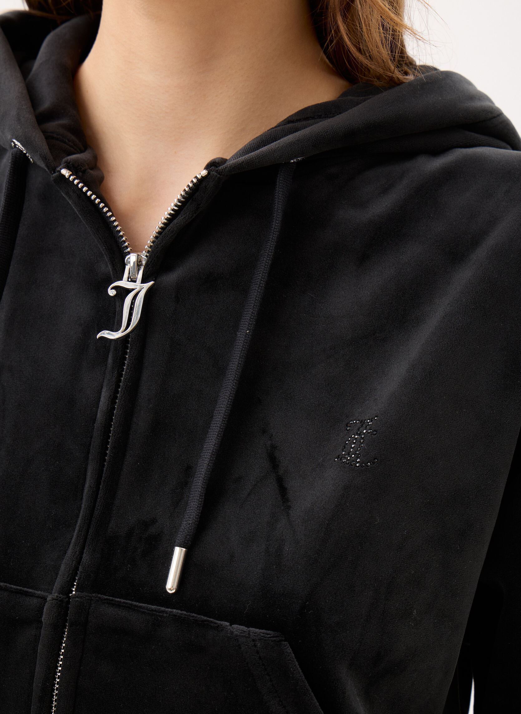 Trainingsjacken Iccle Outline Cropped Hoodie damen schwarz JUICY COUTURE Trainingsjacken Iccle Outline Cropped Hoodie damen schwarz BLACK