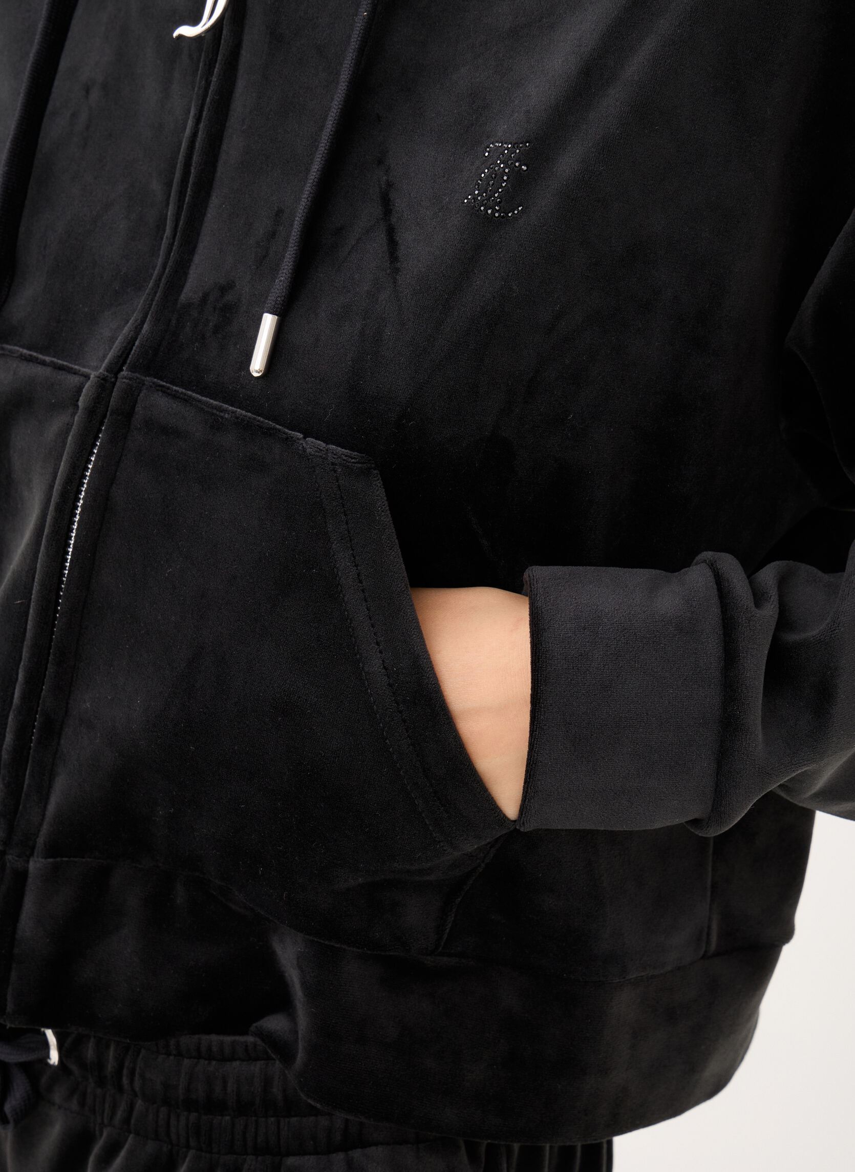 Trainingsjacken Iccle Outline Cropped Hoodie damen schwarz JUICY COUTURE Trainingsjacken Iccle Outline Cropped Hoodie damen schwarz BLACK