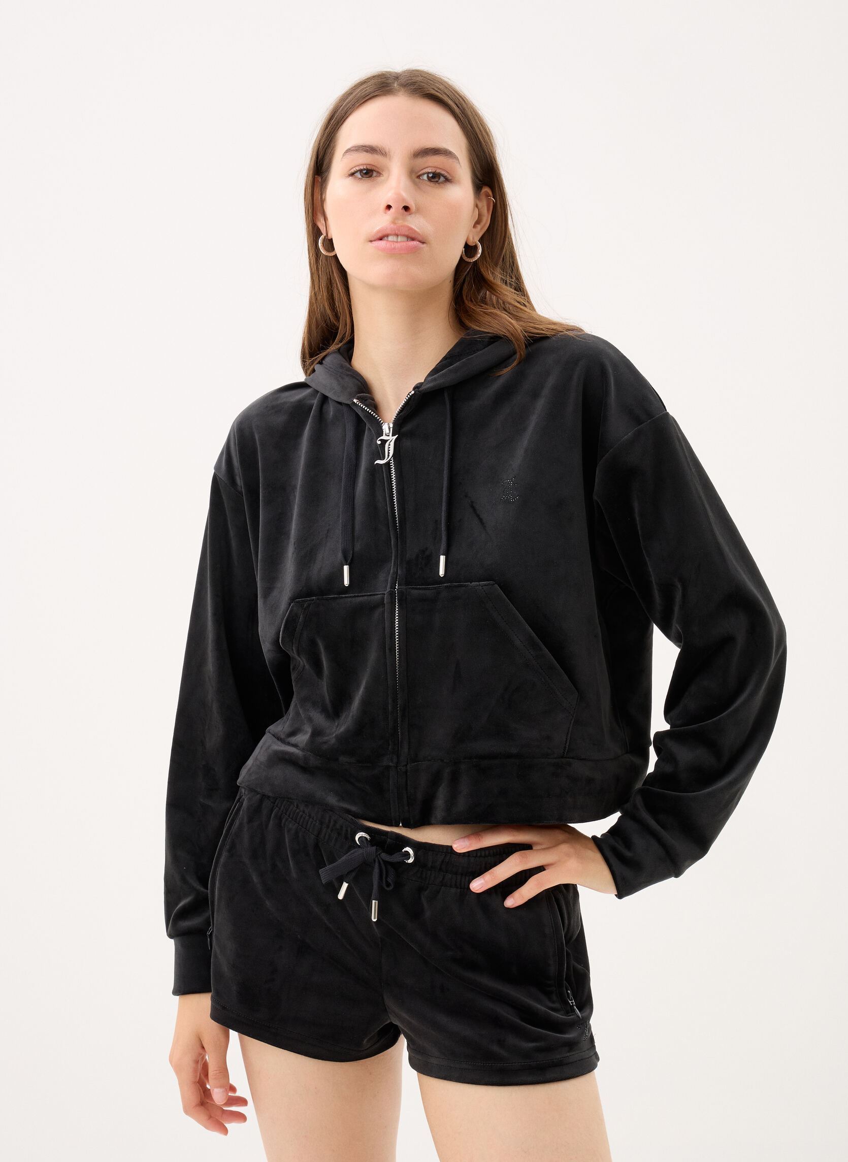 Trainingsjacken Iccle Outline Cropped Hoodie damen schwarz JUICY COUTURE Trainingsjacken Iccle Outline Cropped Hoodie damen schwarz BLACK
