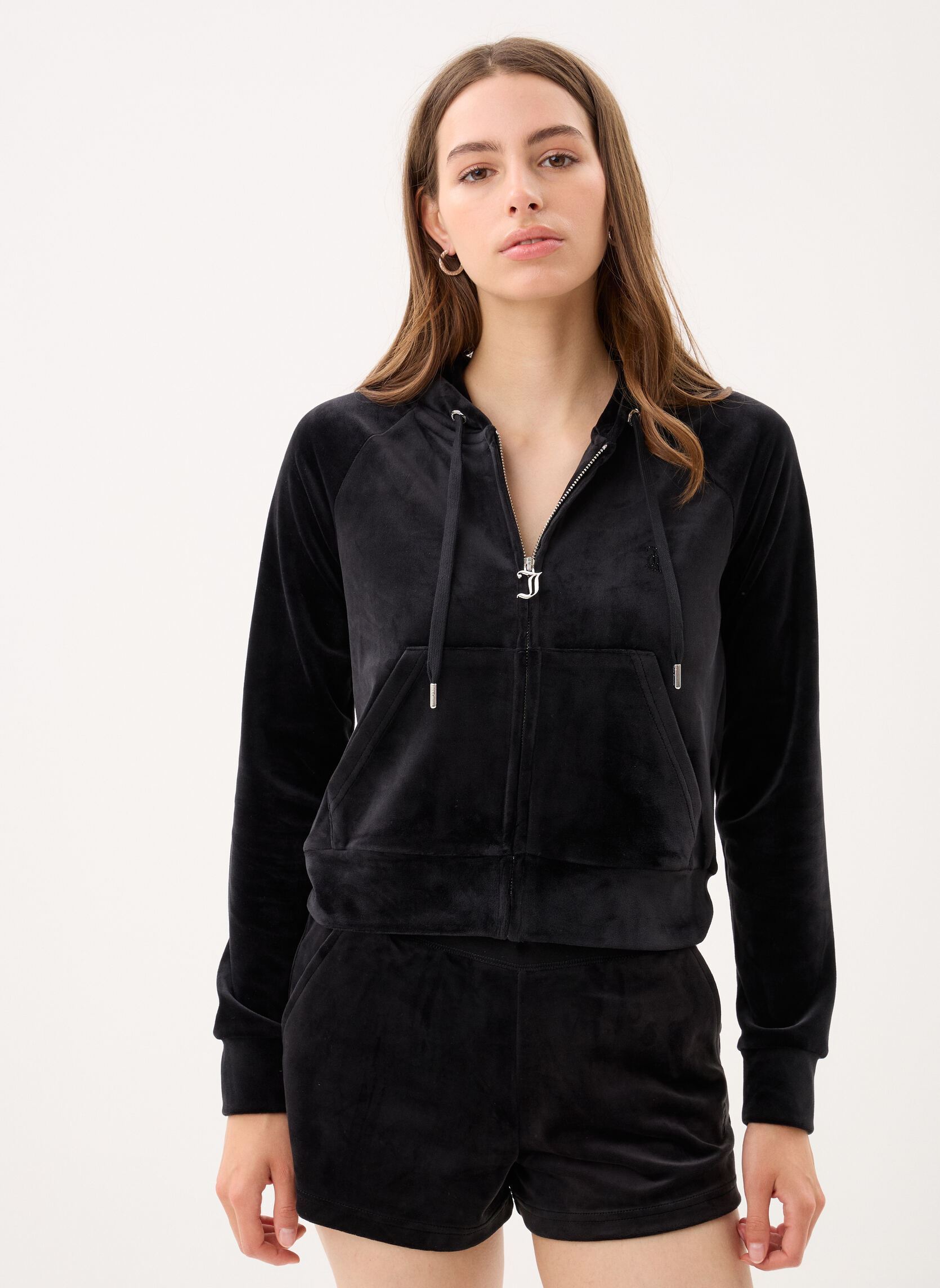 Trainingsjacken Madison Col Out Hoodie damen schwarz JUICY COUTURE Trainingsjacken Madison Col Out Hoodie damen schwarz BLACK