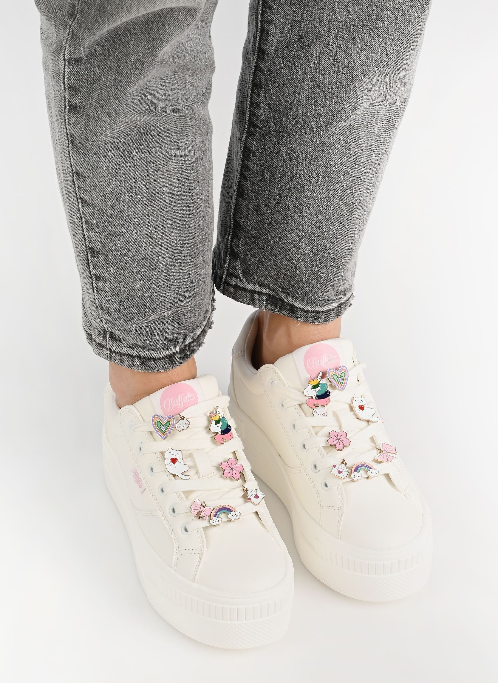 Sleehak sneakers Paired Charms 2.0 dames wit Buffalo Sleehak sneakers Paired Charms 2.0 dames wit WHITE/MULTI