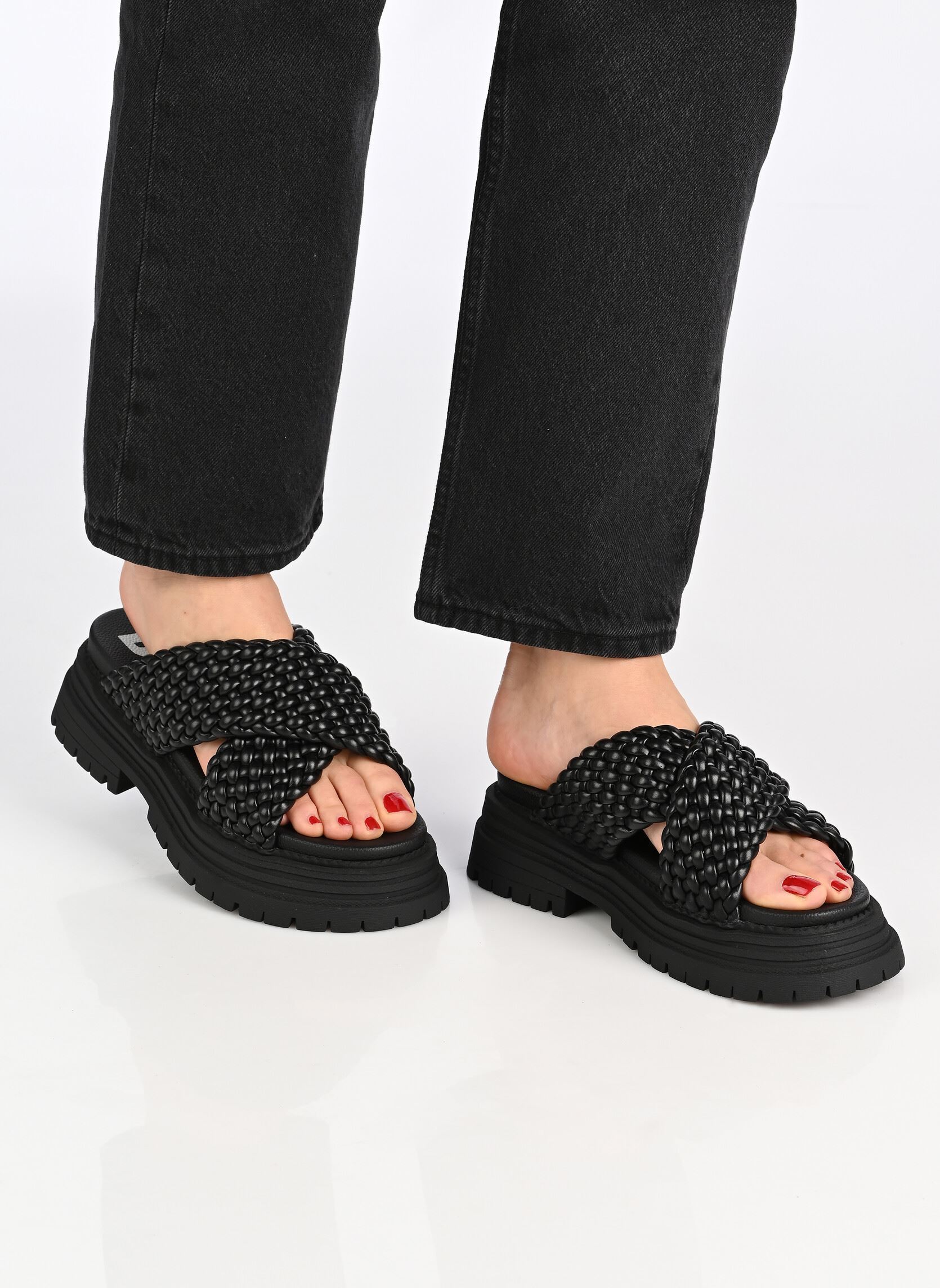 Pantoletten Lennox Cross damen schwarz Buffalo Pantoletten Lennox Cross damen schwarz Black