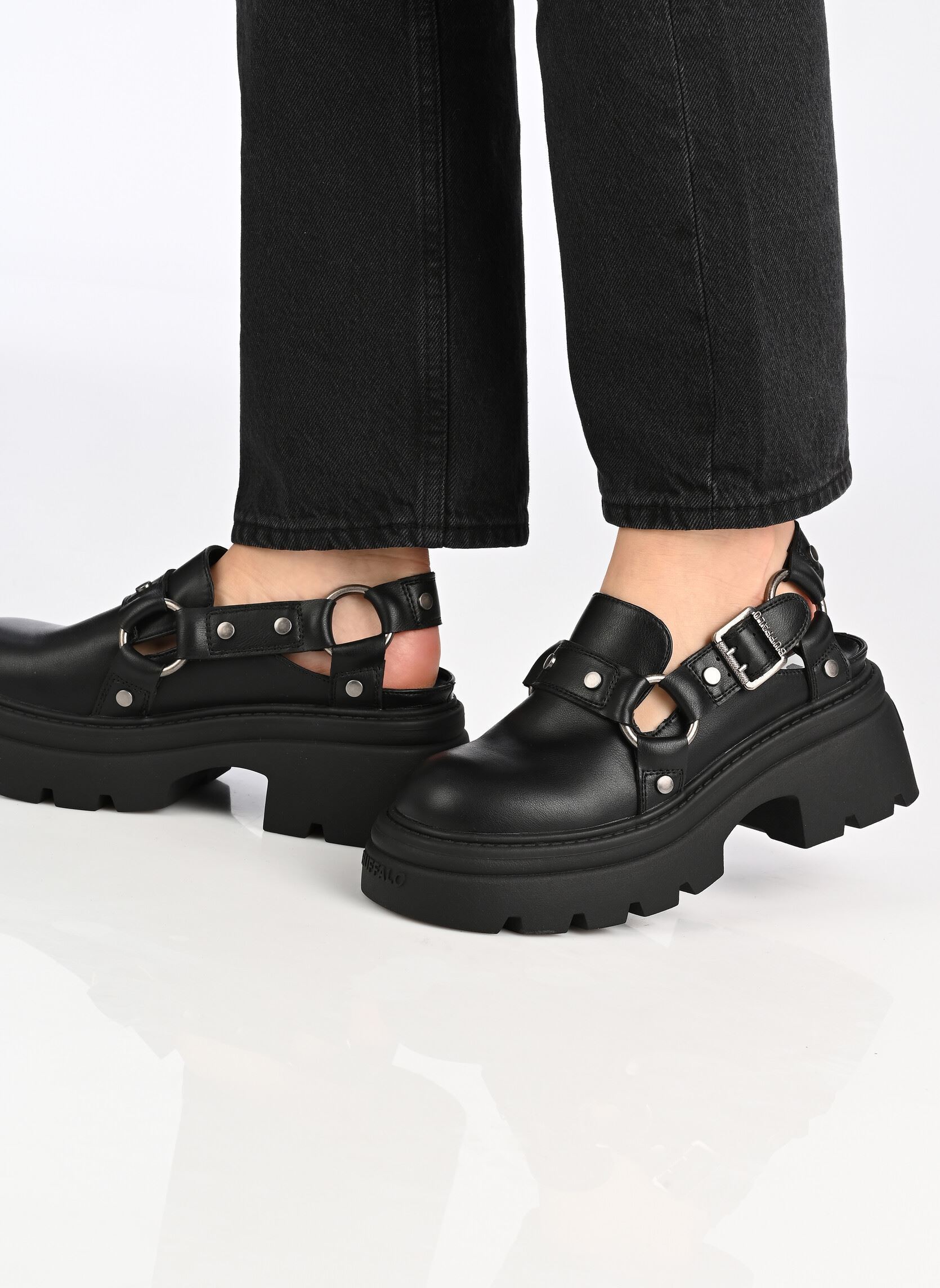 Derbys Vega Clog Buckle damen schwarz Buffalo Derbys Vega Clog Buckle damen schwarz Black