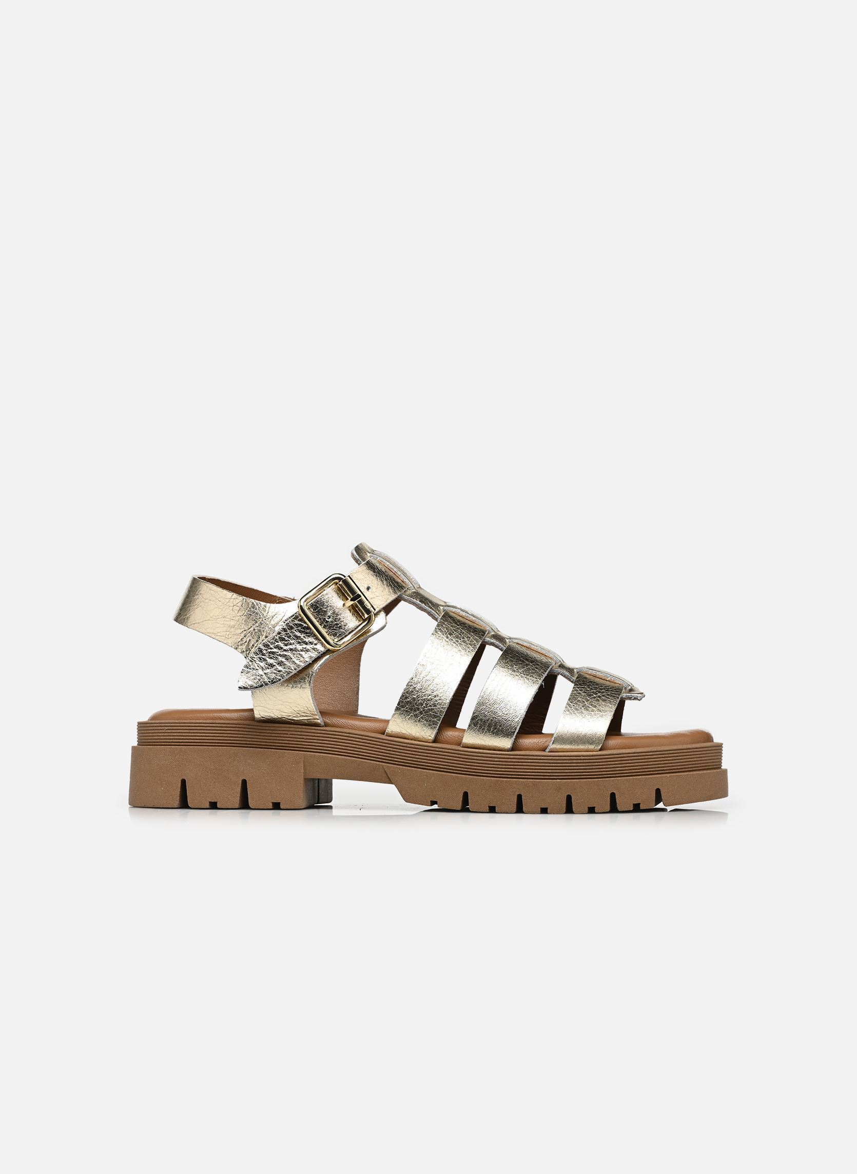 Keil- und Plateausandalen Delia Laminato damen gold und bronze Semerdjian Keil- und Plateausandalen Delia Laminato damen gold und bronze PLATINO
