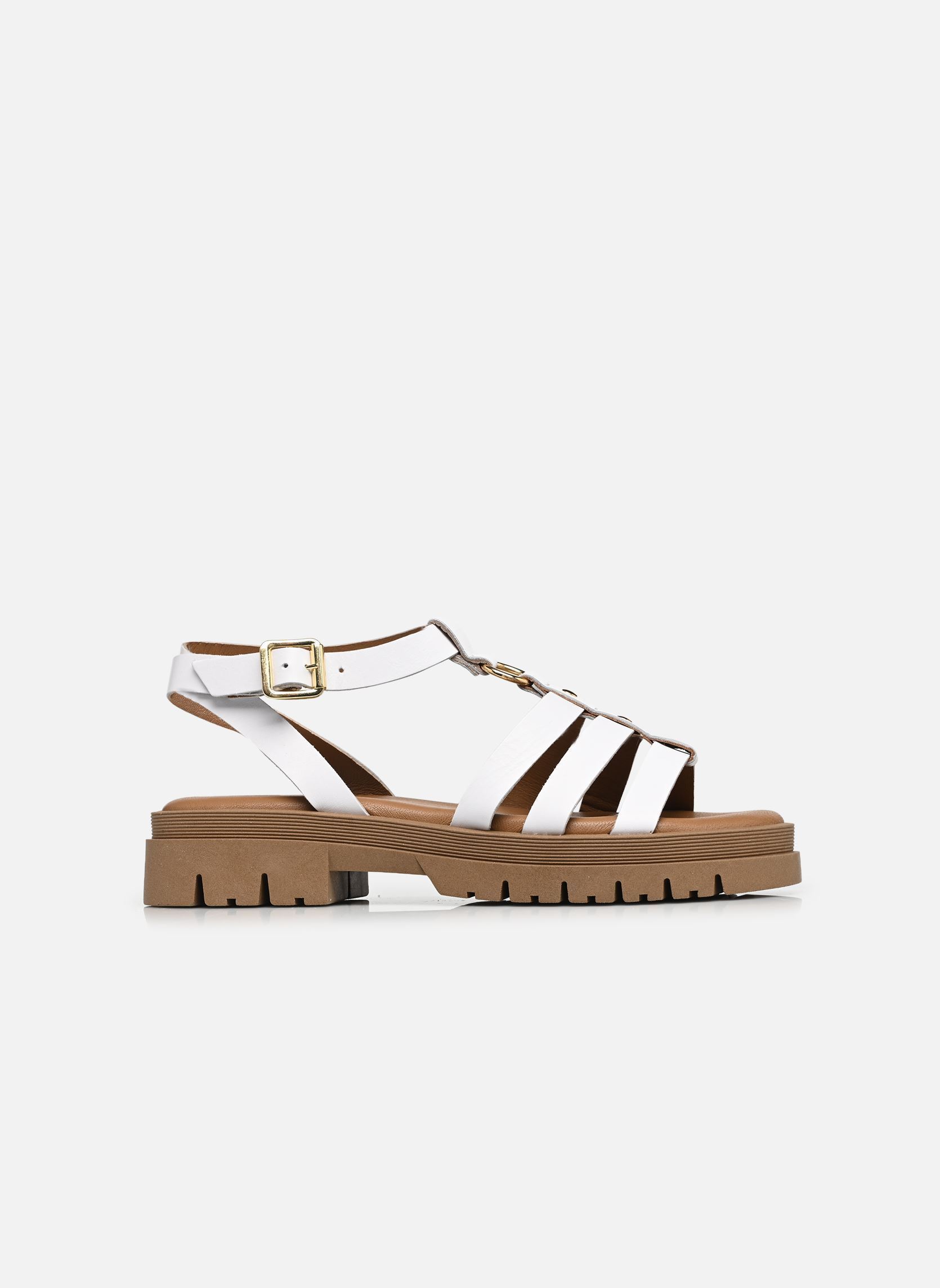 Sandalen met sleehak en plateau Clara Vitello dames wit Semerdjian Sandalen met sleehak en plateau Clara Vitello dames wit BIANCO