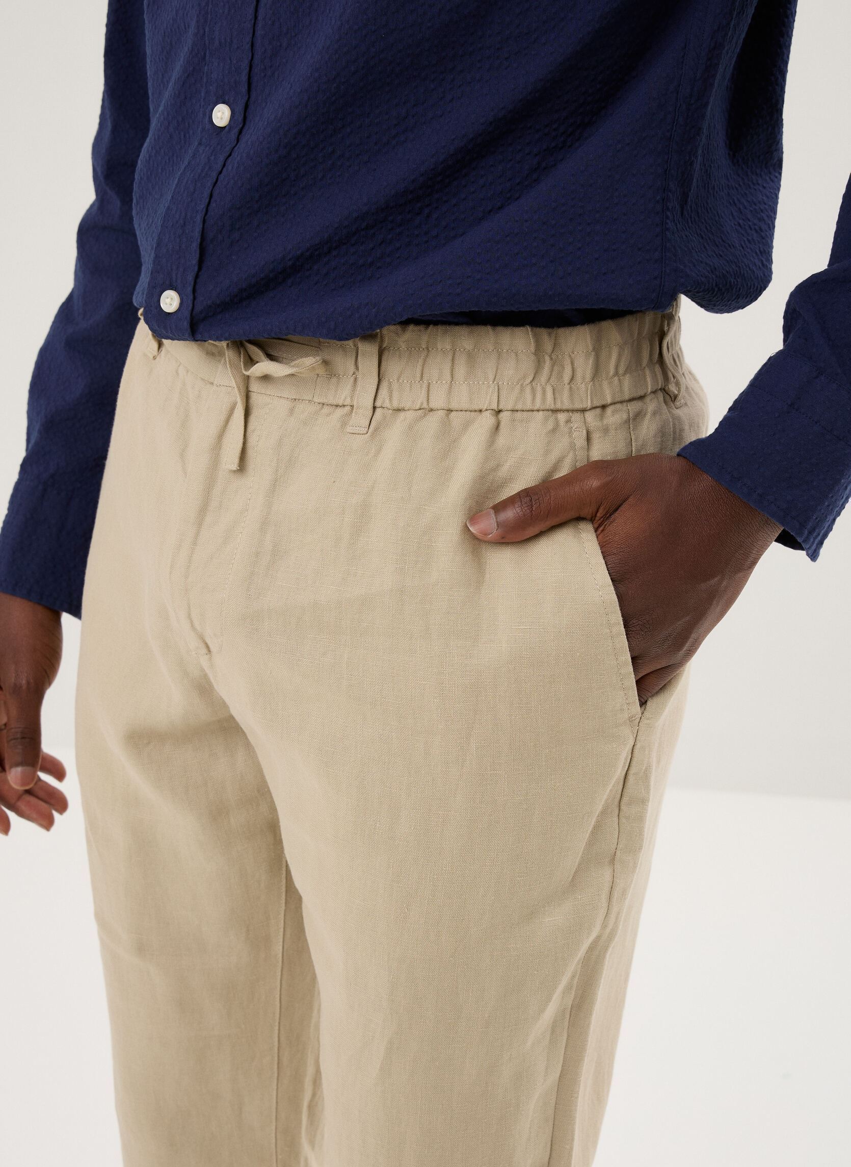 Pantalons droits Reg Linen Ds Pants homme beige GANT Pantalons droits Reg Linen Ds Pants homme beige OAT BEIGE