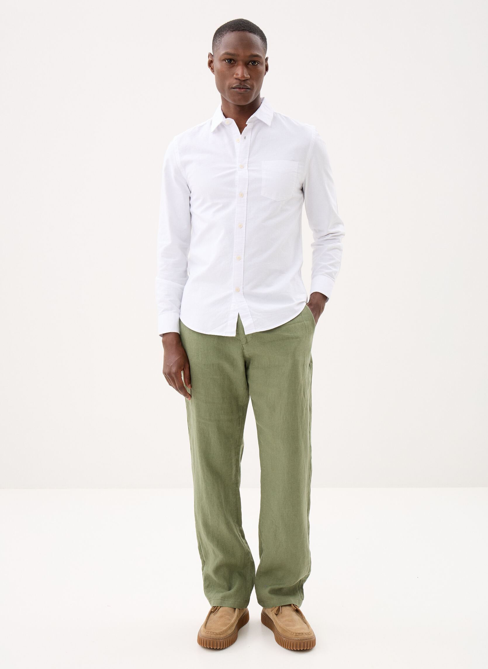 Pantalons droits Reg Linen Ds Pants homme vert GANT Pantalons droits Reg Linen Ds Pants homme vert DRY HERB GREEN