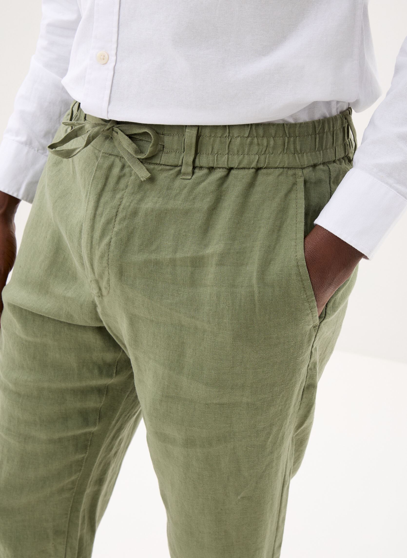 Pantalons droits Reg Linen Ds Pants homme vert GANT Pantalons droits Reg Linen Ds Pants homme vert DRY HERB GREEN
