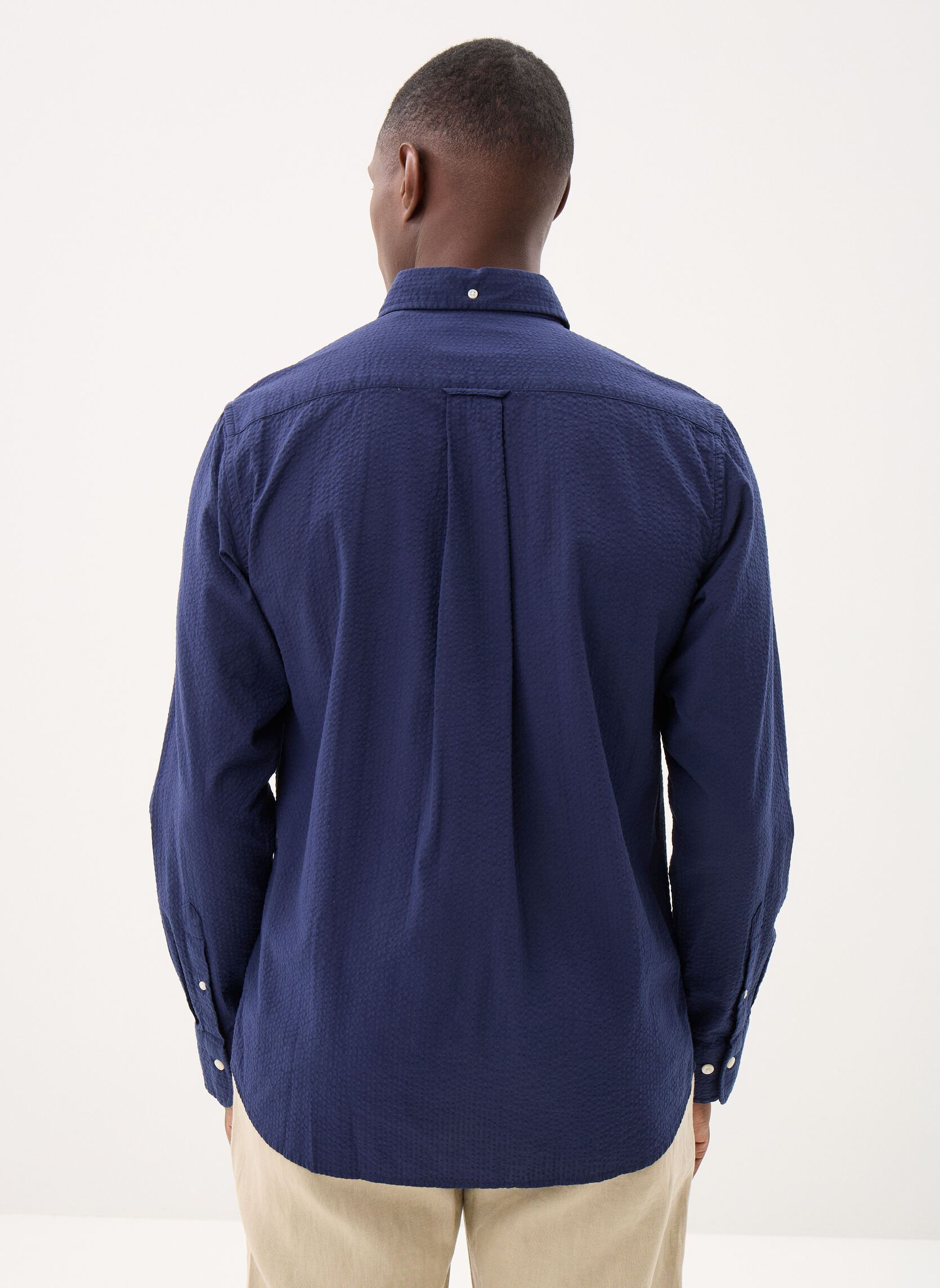 Camicie Reg Seersucker Shirt uomo blu GANT Camicie Reg Seersucker Shirt uomo blu CLASSIC BLUE
