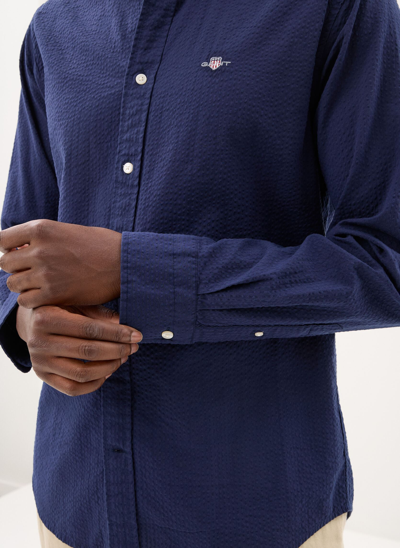 Camicie Reg Seersucker Shirt uomo blu GANT Camicie Reg Seersucker Shirt uomo blu CLASSIC BLUE