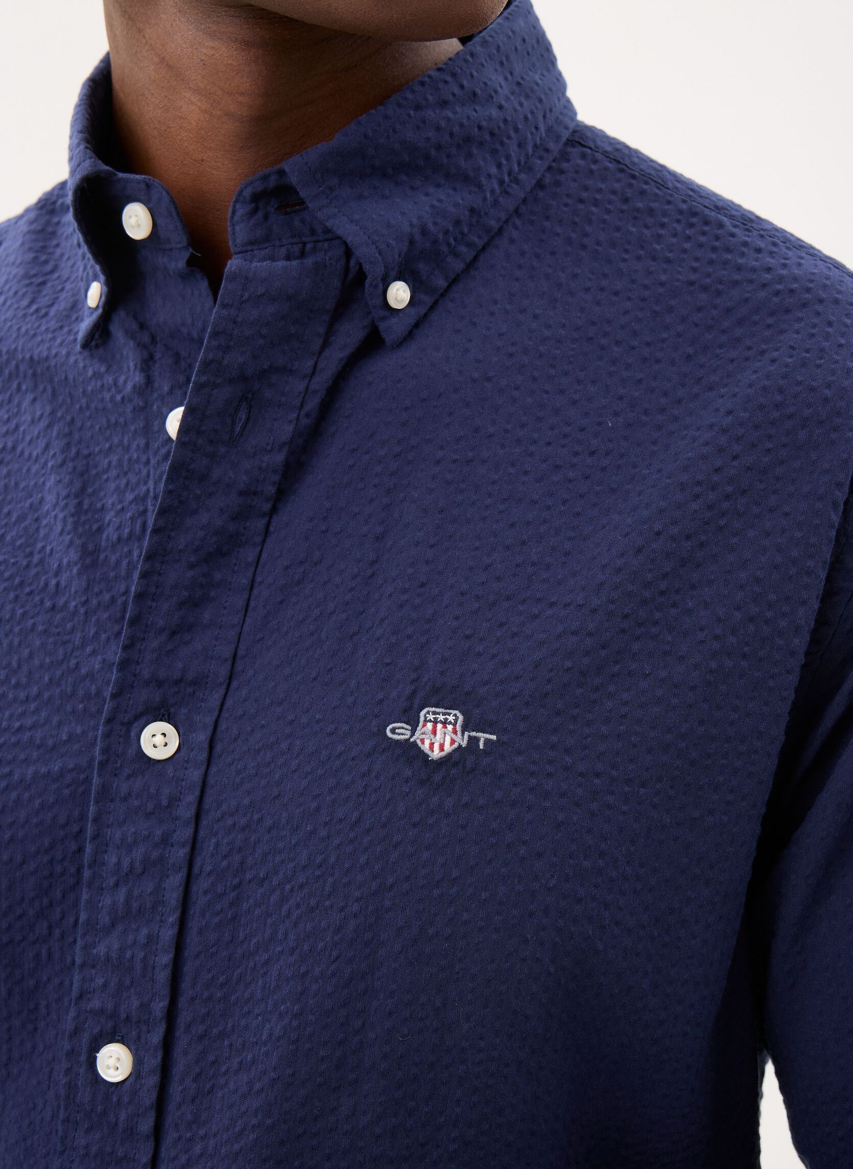 Camicie Reg Seersucker Shirt uomo blu GANT Camicie Reg Seersucker Shirt uomo blu CLASSIC BLUE