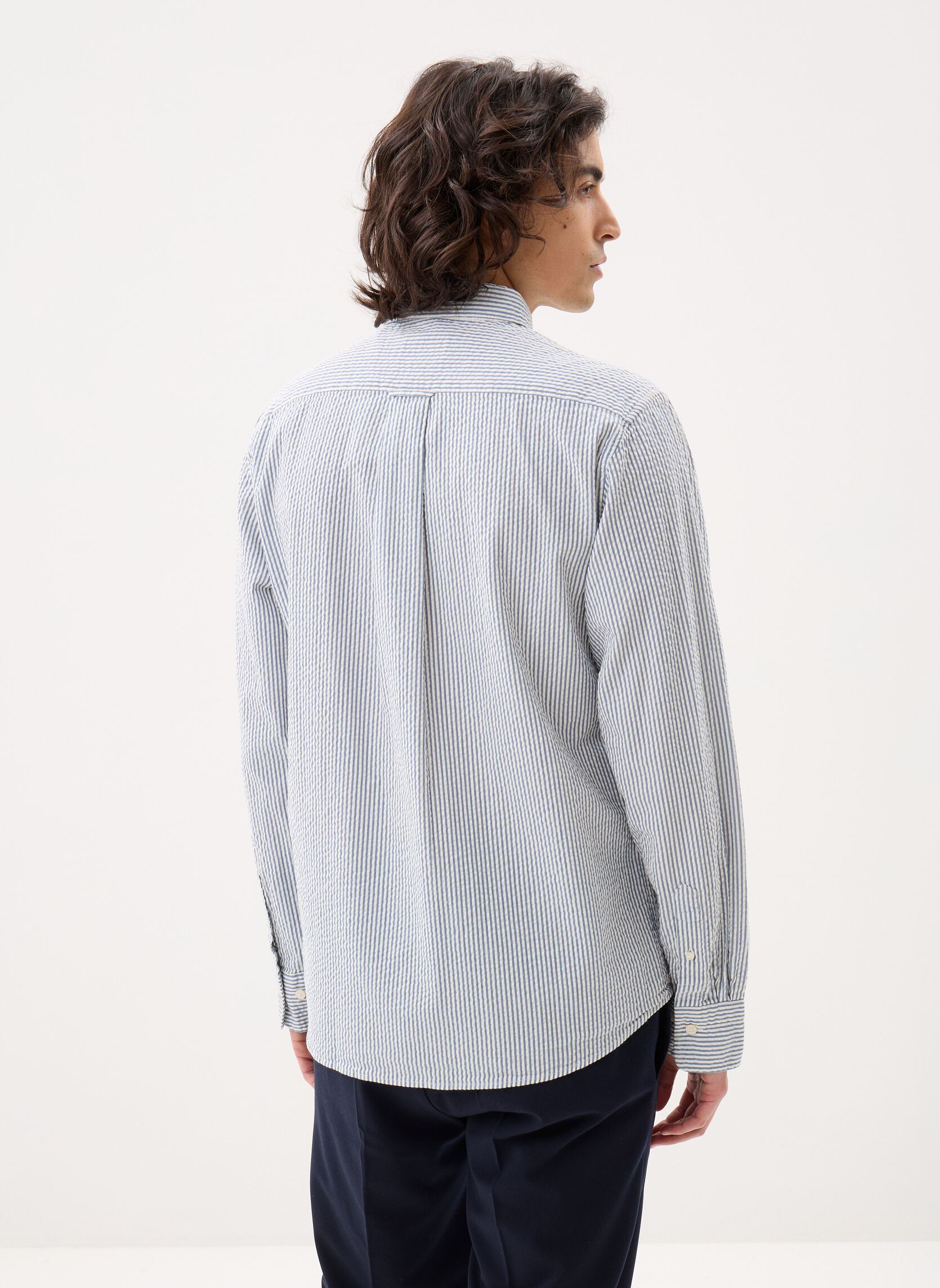 Hemden Reg Seersucker Stripe Shirt heren blauw GANT Hemden Reg Seersucker Stripe Shirt heren blauw VINTAGE BLUE