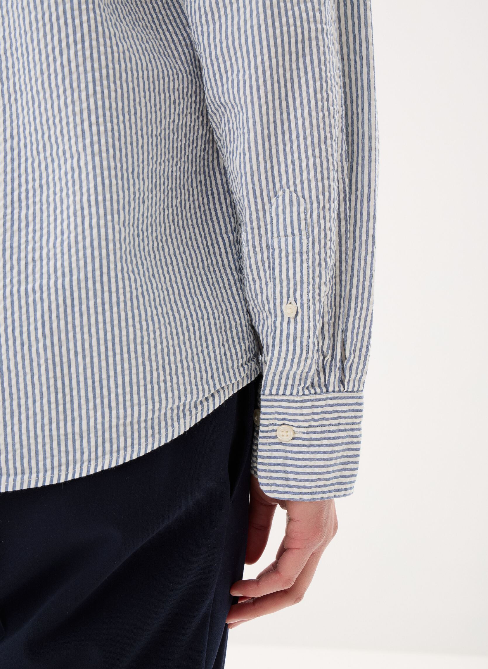 Hemden Reg Seersucker Stripe Shirt heren blauw GANT Hemden Reg Seersucker Stripe Shirt heren blauw VINTAGE BLUE