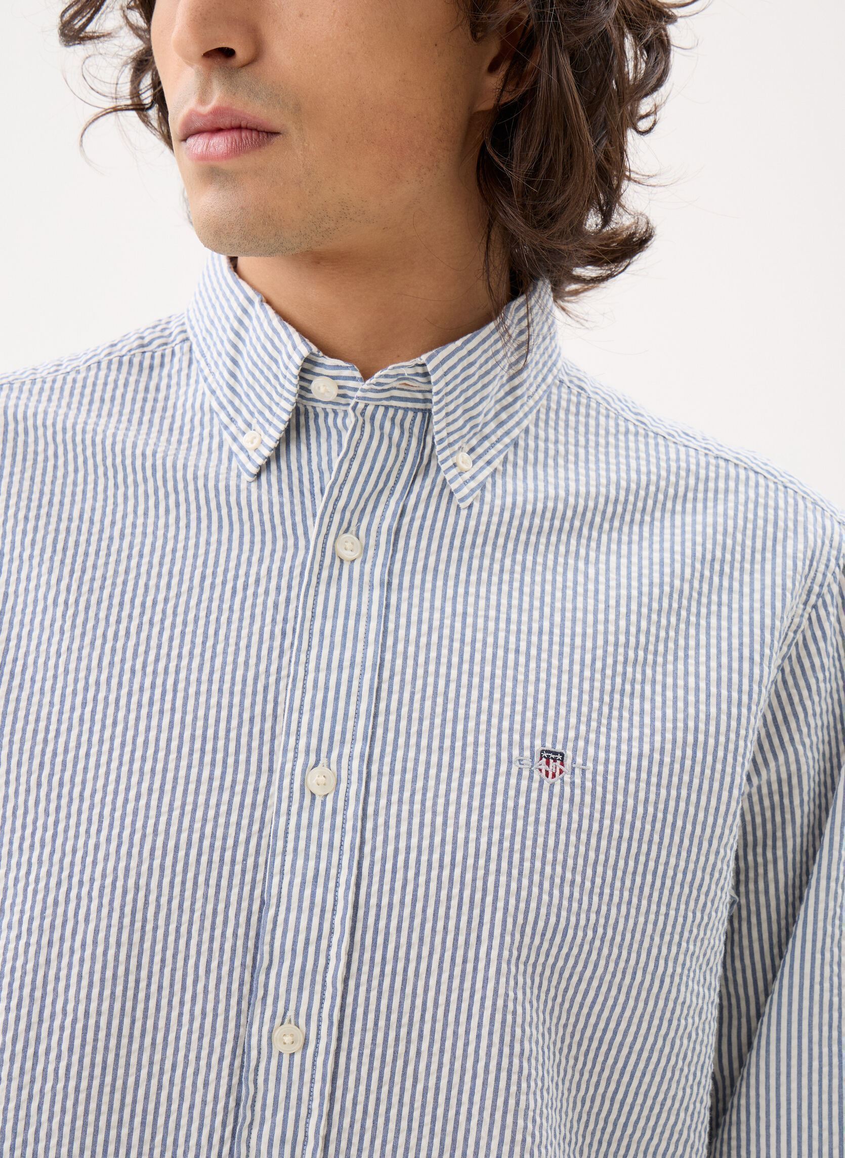 Hemden Reg Seersucker Stripe Shirt heren blauw GANT Hemden Reg Seersucker Stripe Shirt heren blauw VINTAGE BLUE