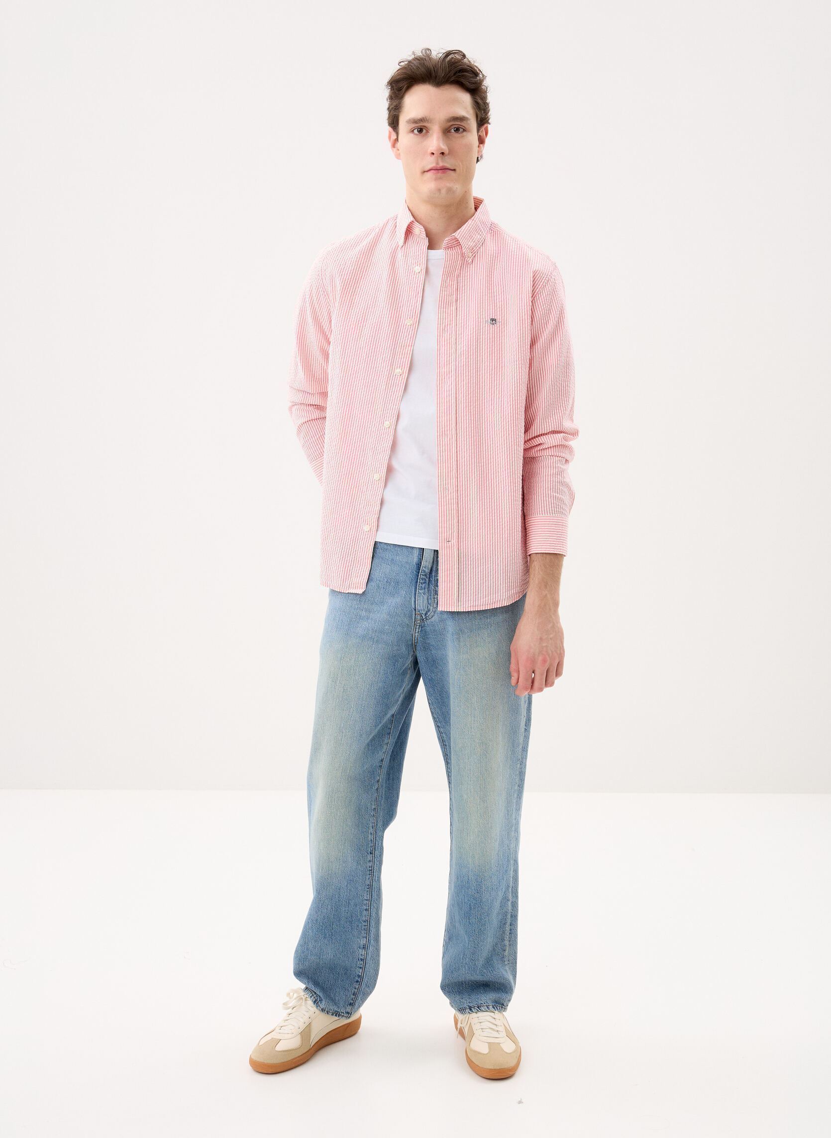 Hemden Reg Seersucker Stripe Shirt heren roze GANT Hemden Reg Seersucker Stripe Shirt heren roze ROSE PINK