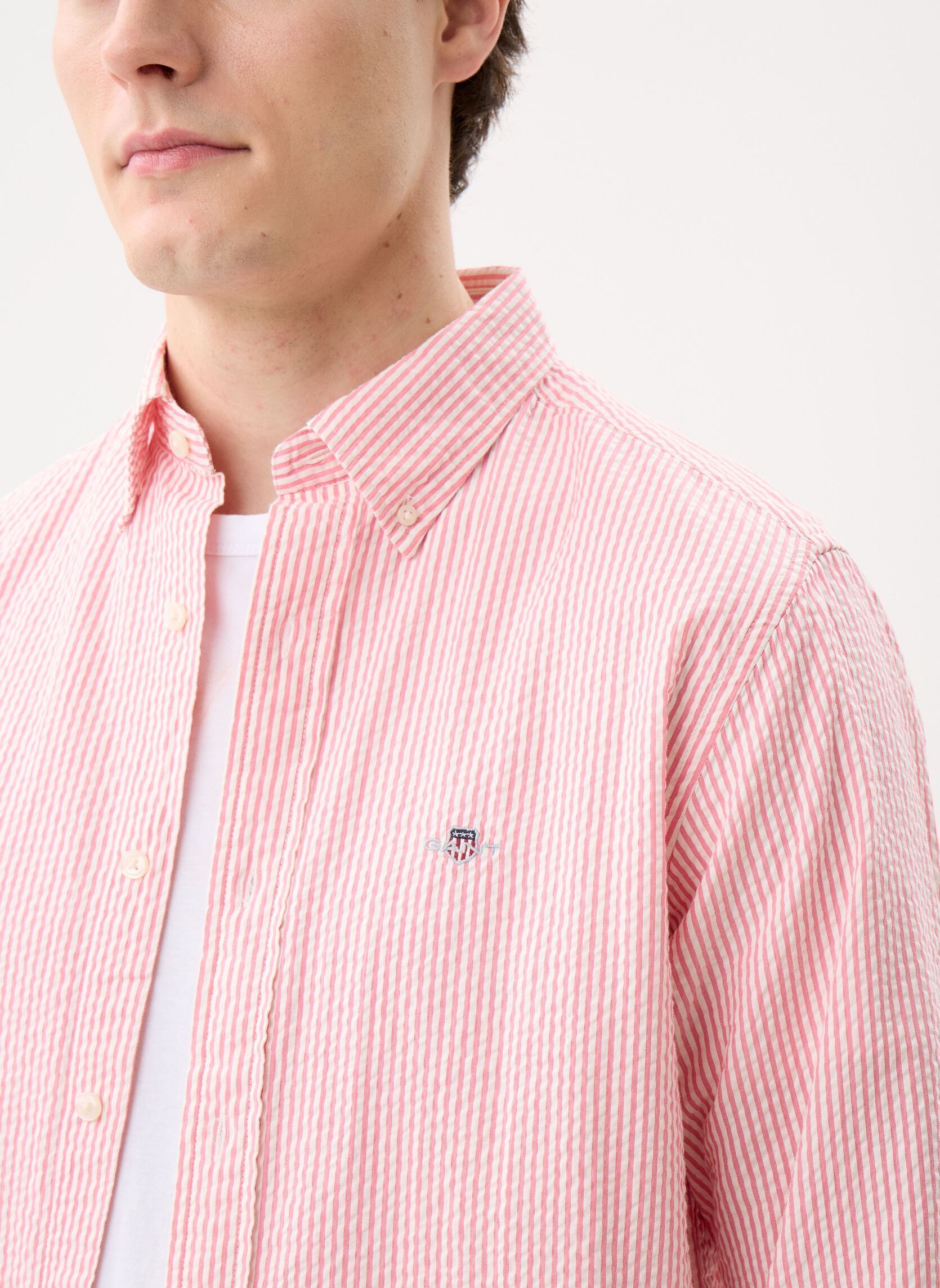 Hemden Reg Seersucker Stripe Shirt heren roze GANT Hemden Reg Seersucker Stripe Shirt heren roze ROSE PINK