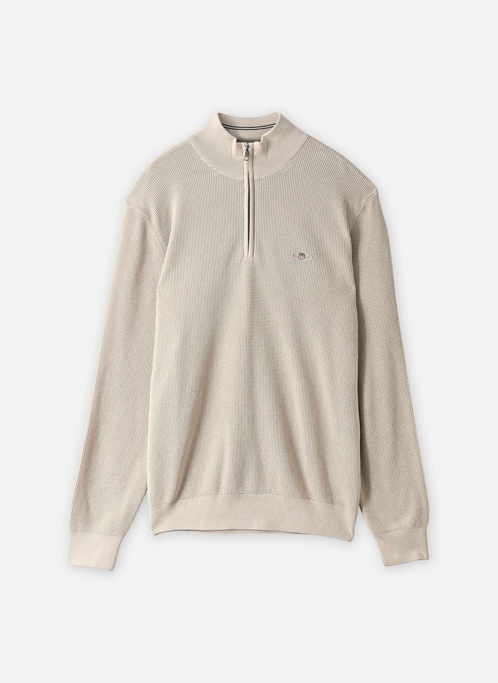 Pulls Micro Textured Cotton Half Zip homme beige GANT Pulls Micro Textured Cotton Half Zip homme beige CLAY BEIGE