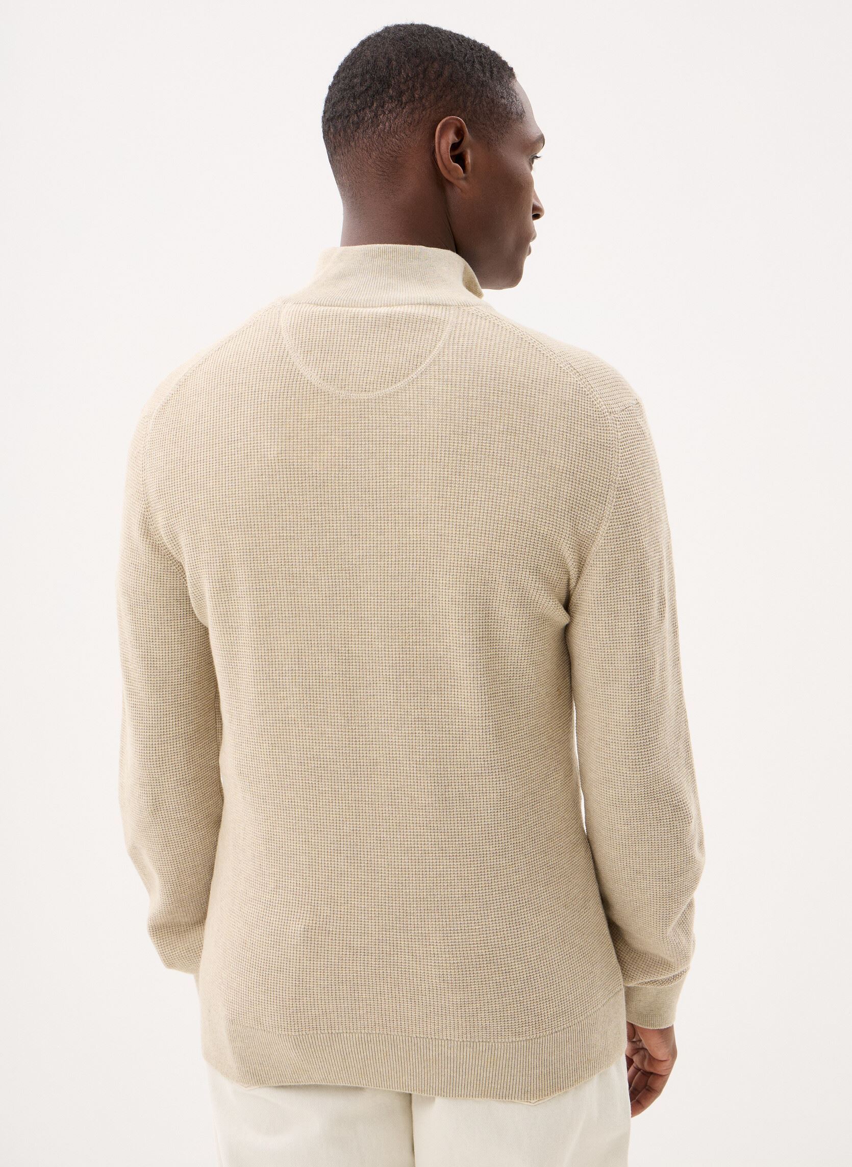 Pulls Micro Textured Cotton Half Zip homme beige GANT Pulls Micro Textured Cotton Half Zip homme beige OAT MELANGE