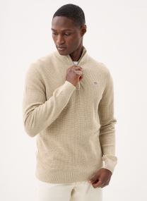 Truien Micro Textured Cotton Half Zip heren blauw
