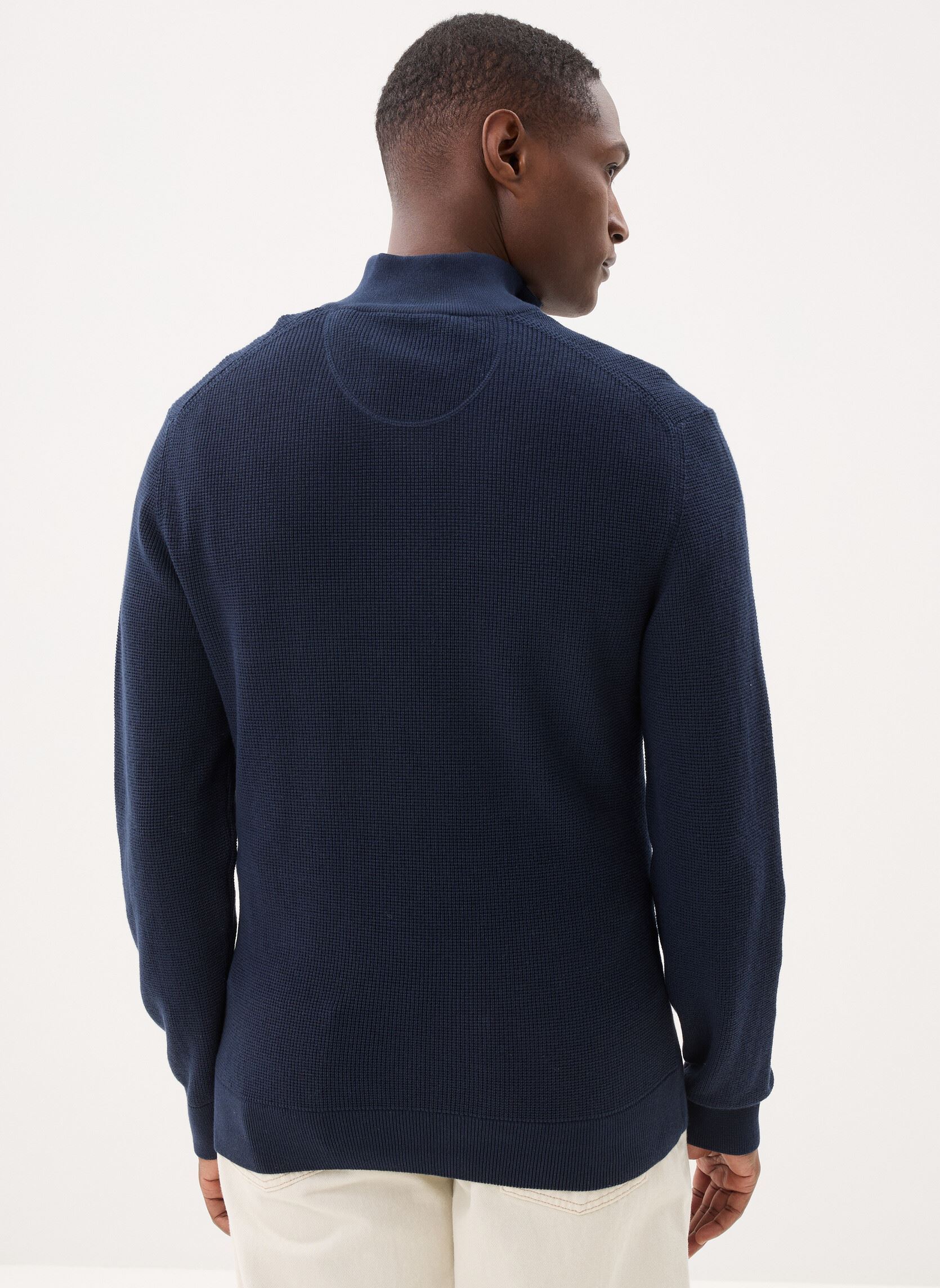 Truien Micro Textured Cotton Half Zip heren blauw GANT Truien Micro Textured Cotton Half Zip heren blauw EVENING BLUE