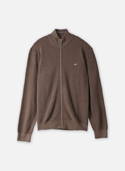 GANT Gilets Micro Textured Cotton Zip Cardigan homme marron