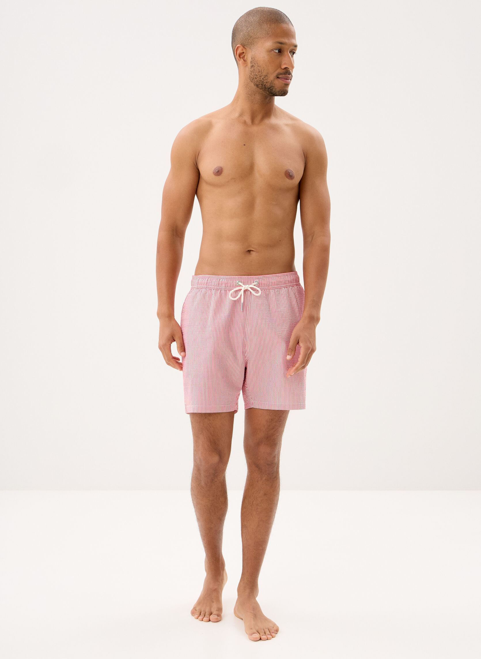 Shorts de bain Striped Seersucker Swim Shorts homme rose GANT Shorts de bain Striped Seersucker Swim Shorts homme rose ROSE RED