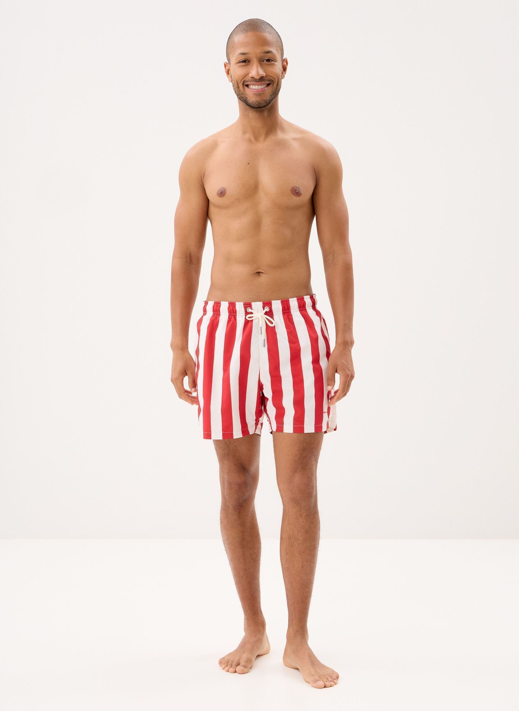 Zwemshorts Block Striped Swim Shorts heren roze GANT Zwemshorts Block Striped Swim Shorts heren roze ROSE RED