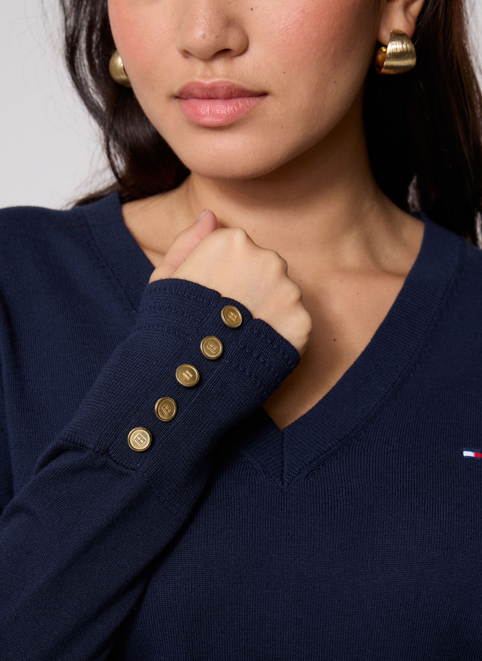 Truien Co Jersey Fine Gg V-Nk Ls Swt dames blauw Tommy Hilfiger Truien Co Jersey Fine Gg V-Nk Ls Swt dames blauw Dark Night Navy