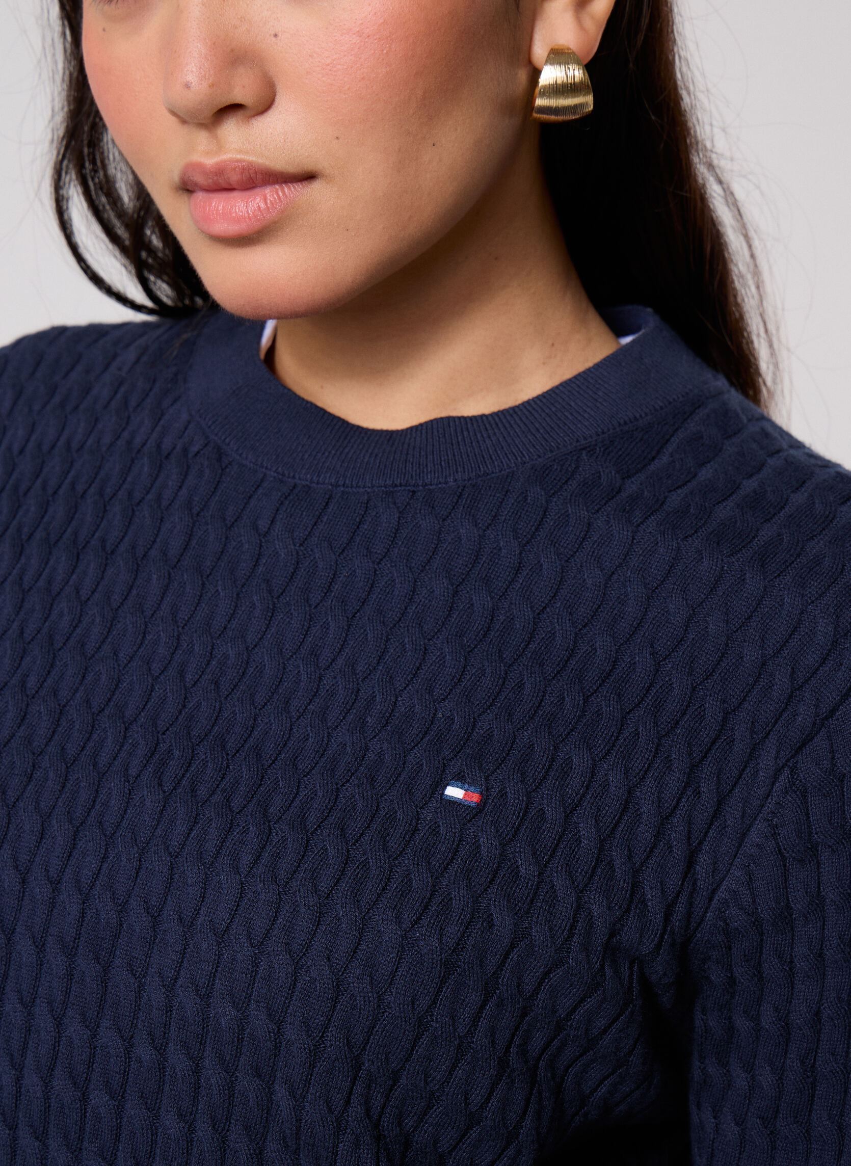 Pulls Co Cable Fine Gg C-Nk Ls Sweater femme bleu Tommy Hilfiger Pulls Co Cable Fine Gg C-Nk Ls Sweater femme bleu Dark Night Navy
