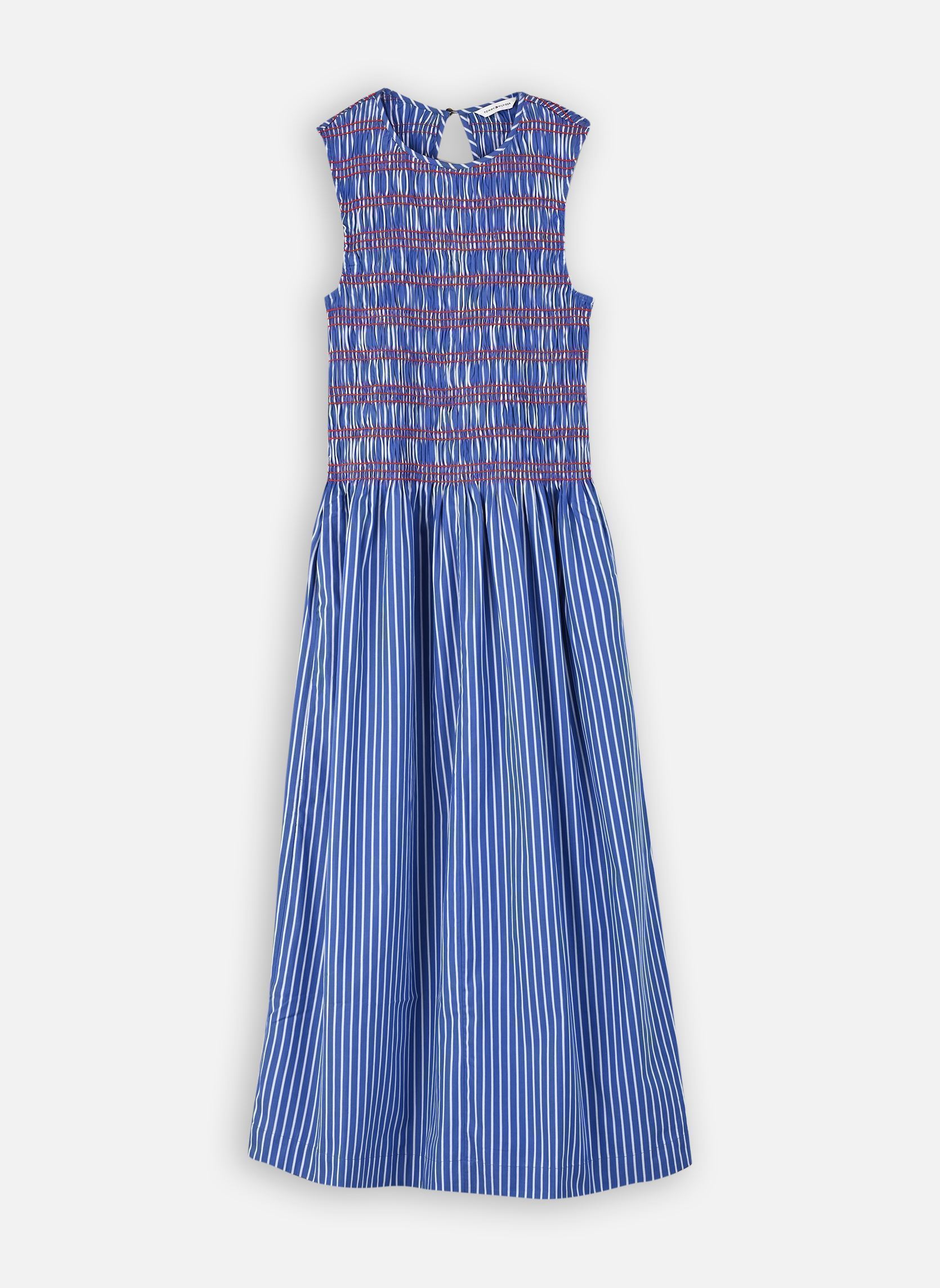 Robes Smocking Stripe Ns Midi Dress femme bleu Tommy Hilfiger Robes Smocking Stripe Ns Midi Dress femme bleu Stacking Stp/ Verona Blue