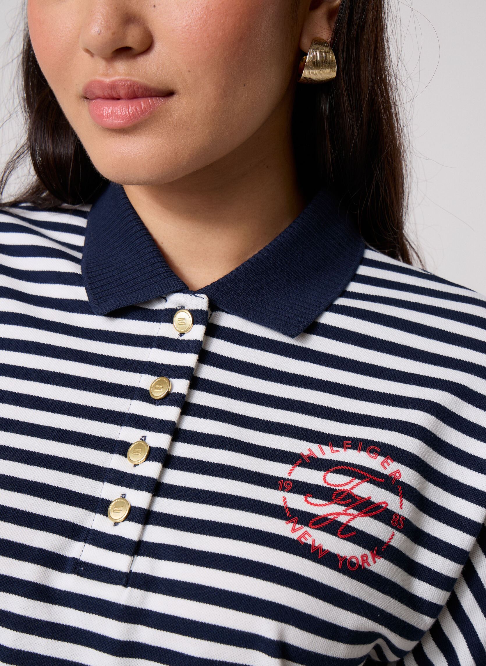 Polo's Th Breton Collar Ss Polo dames blauw Tommy Hilfiger Polo's Th Breton Collar Ss Polo dames blauw Breton Stripe Dark Night Navy/